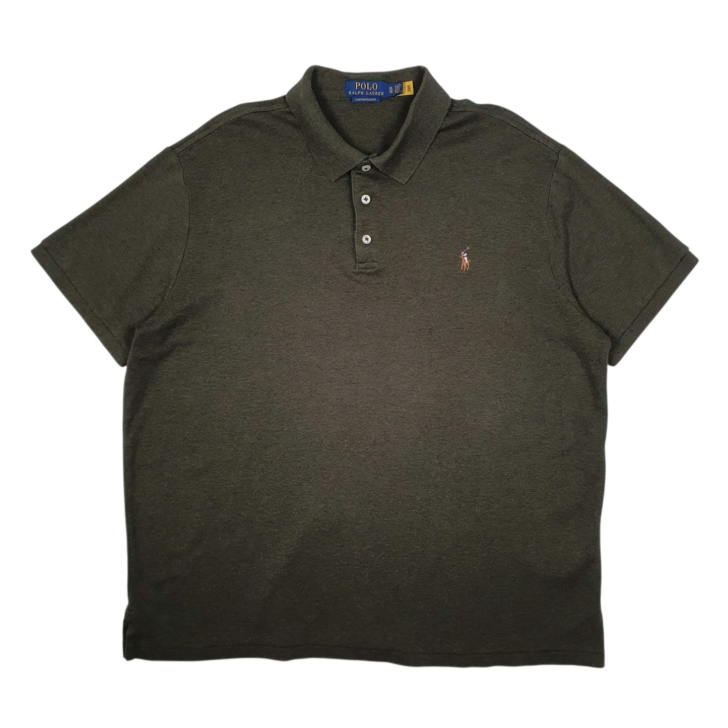 Mens Green Polo Ralph Lauren Custom Slim Fit Short Sleeve Polo Shirt
