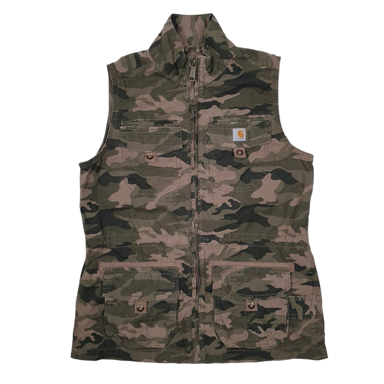 Mens Green Carhartt Camo Vest Bodywarmer Utility Hoodie Coat
