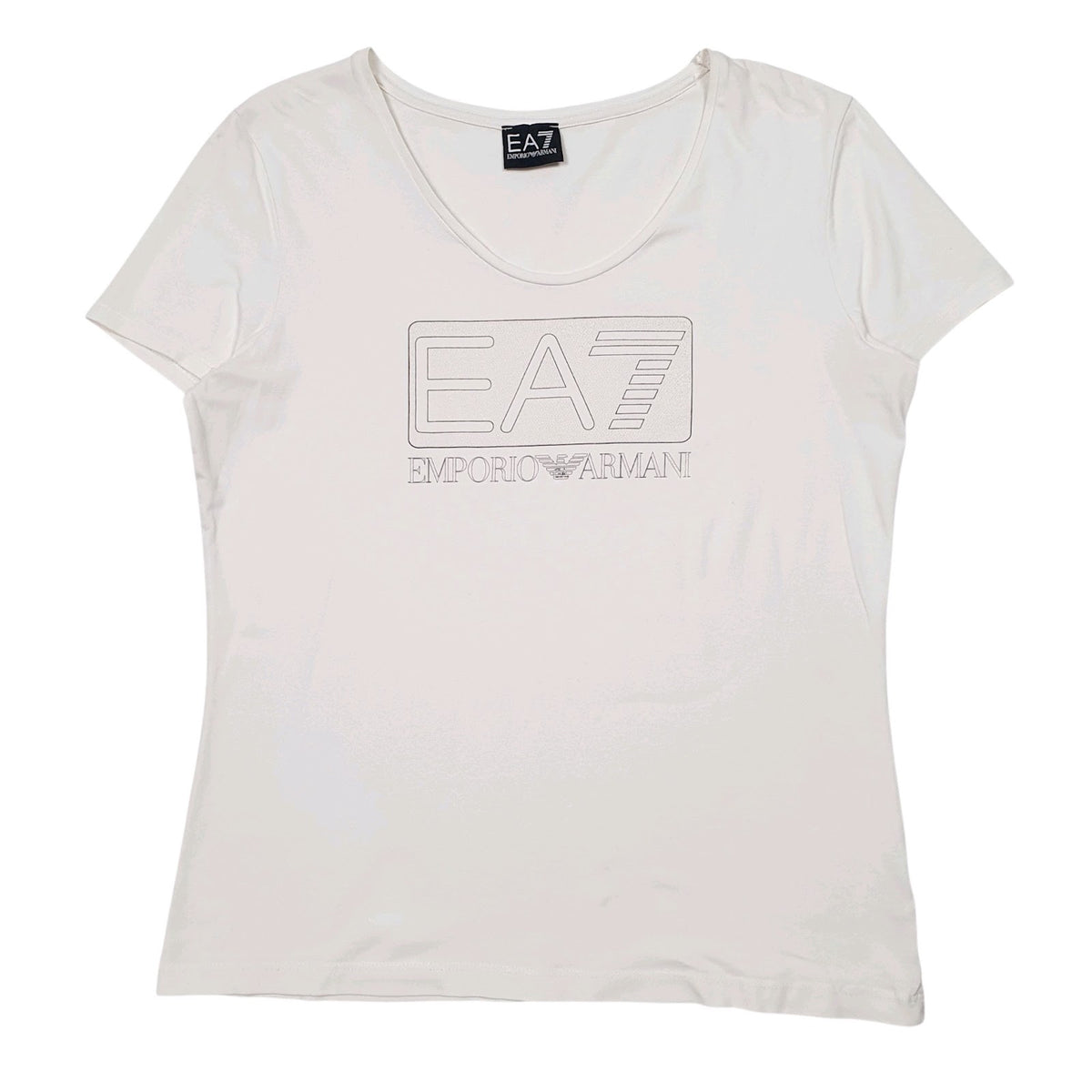 Womens White Armani Spellout Short Sleeve T Shirt