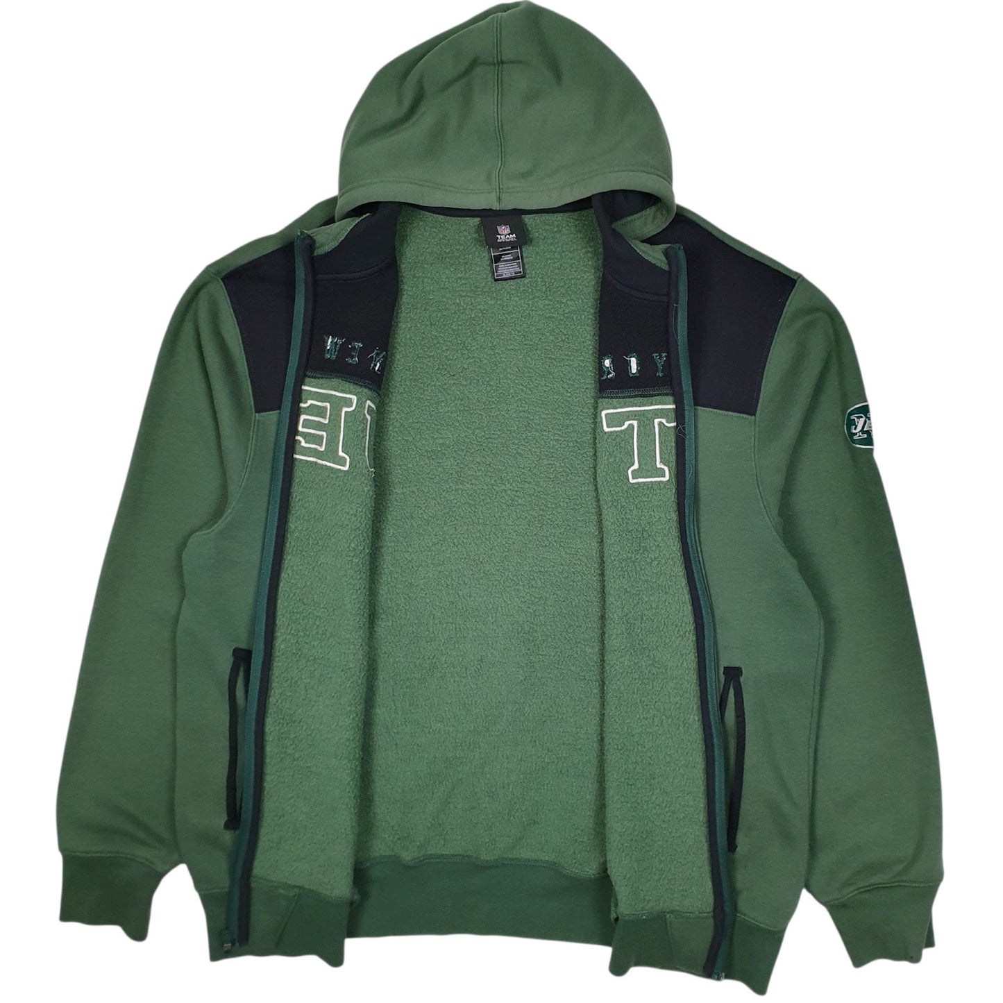 Mens Green NFL New York Jets Hoodie Full Zip Jumper