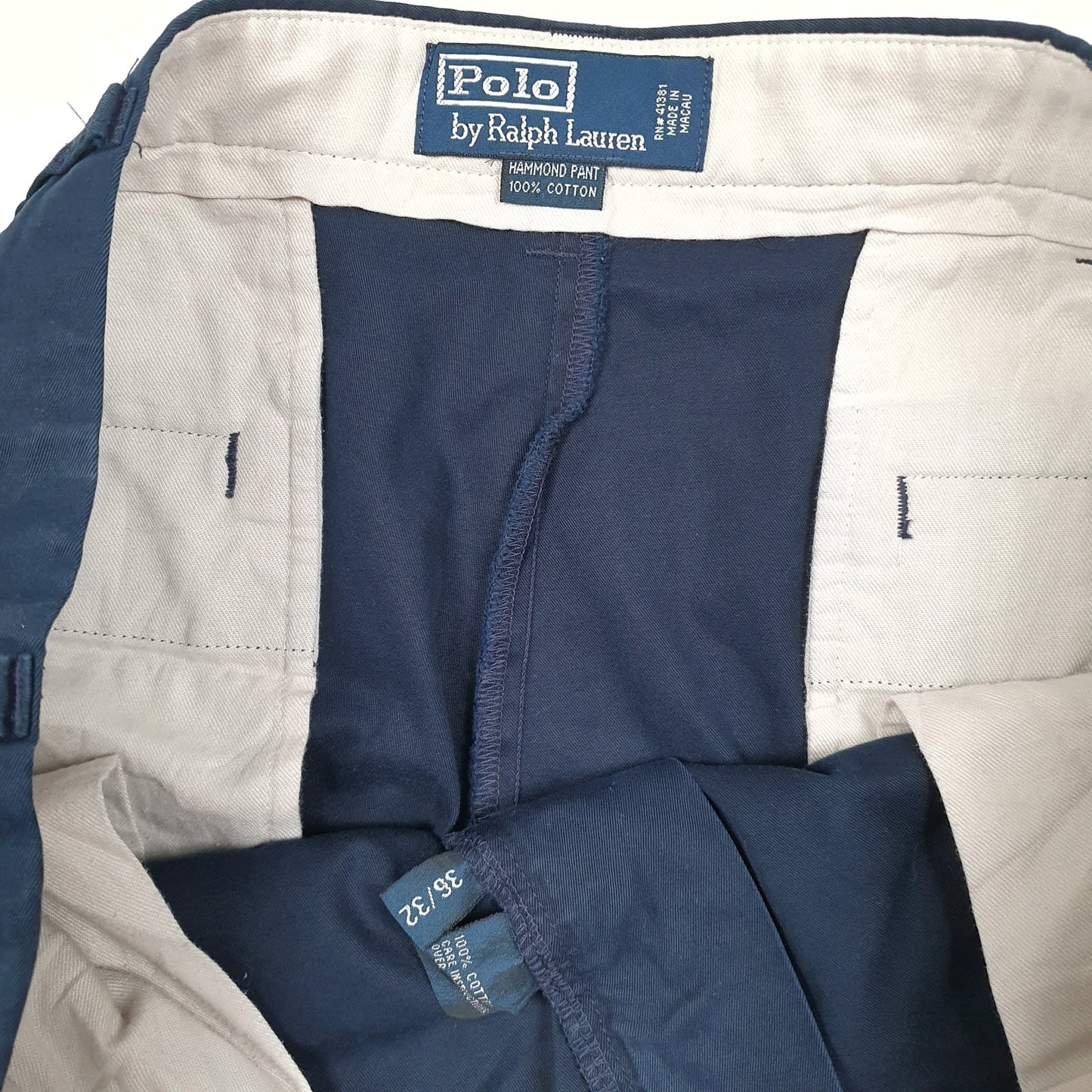 Mens Navy Polo Ralph Lauren Hammond Pant Double Pleated  Trousers