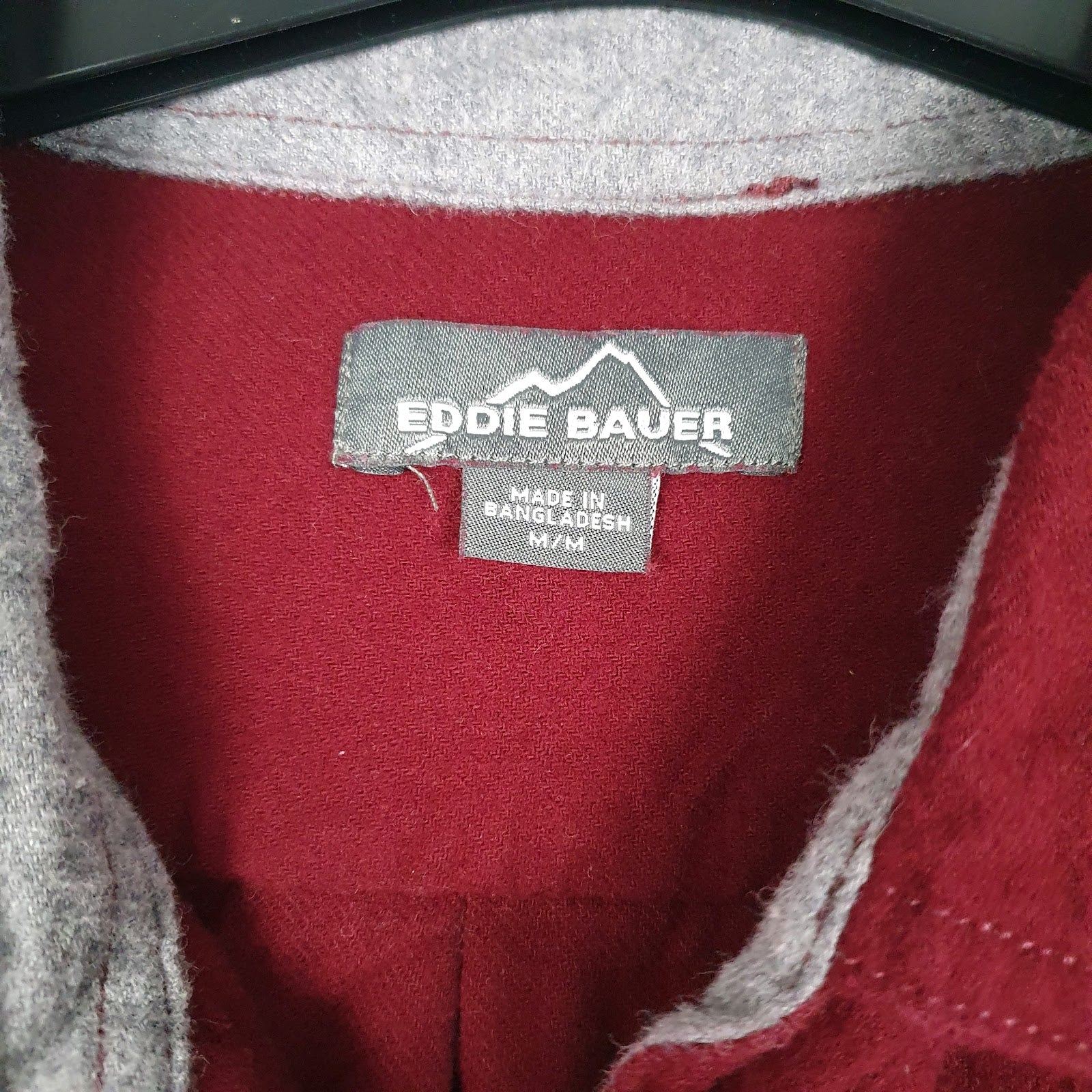Mens Burgundy Eddie Bauer Flannel  Shirt
