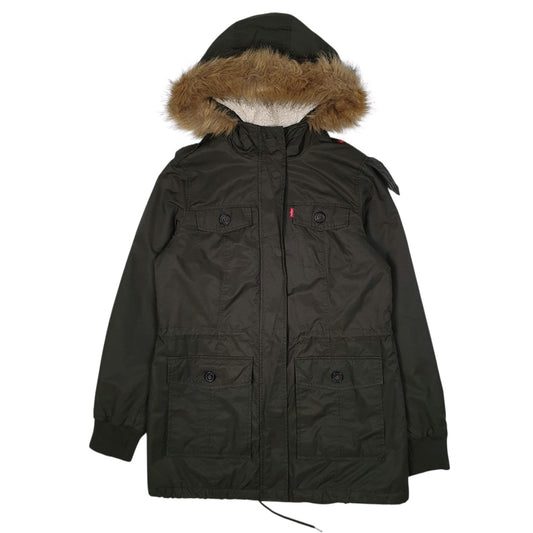 Womens Green Levis Sherpa Lined  Coat