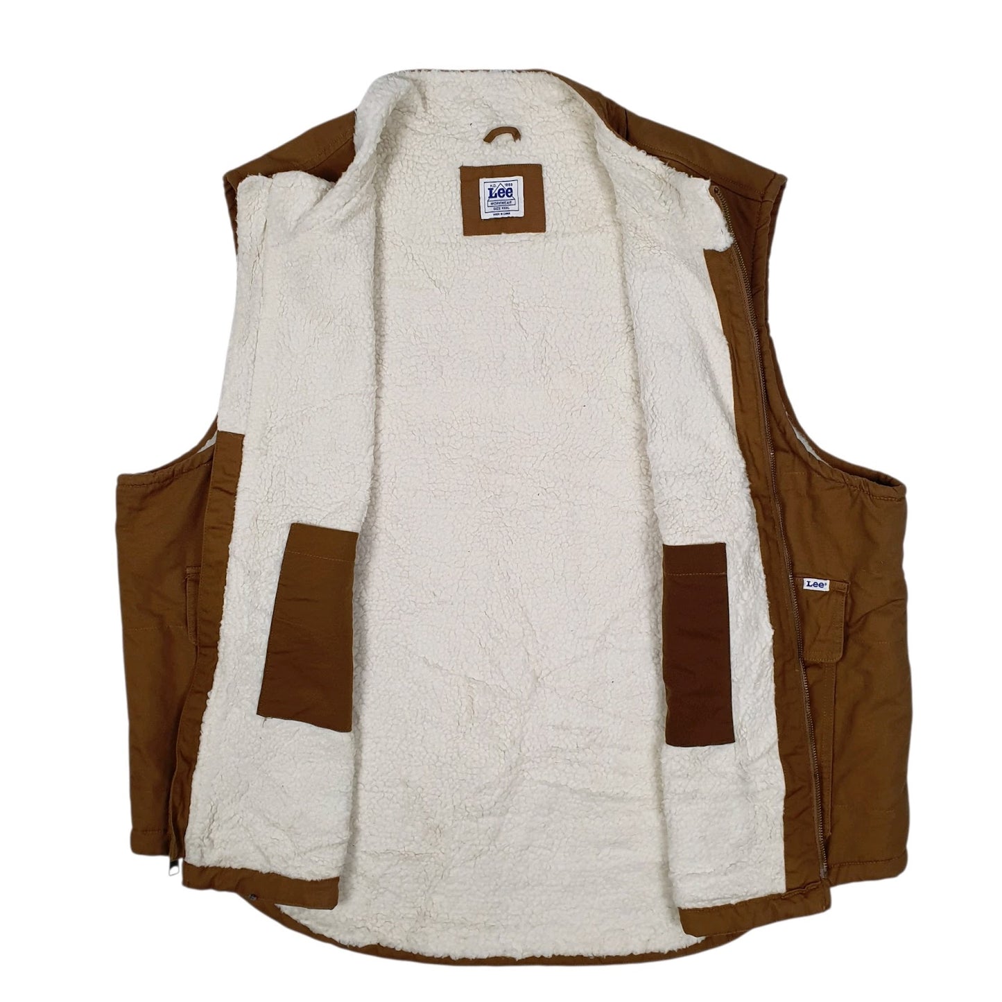 Mens Brown Lee Sherpa Lined Workwear Vest  Coat