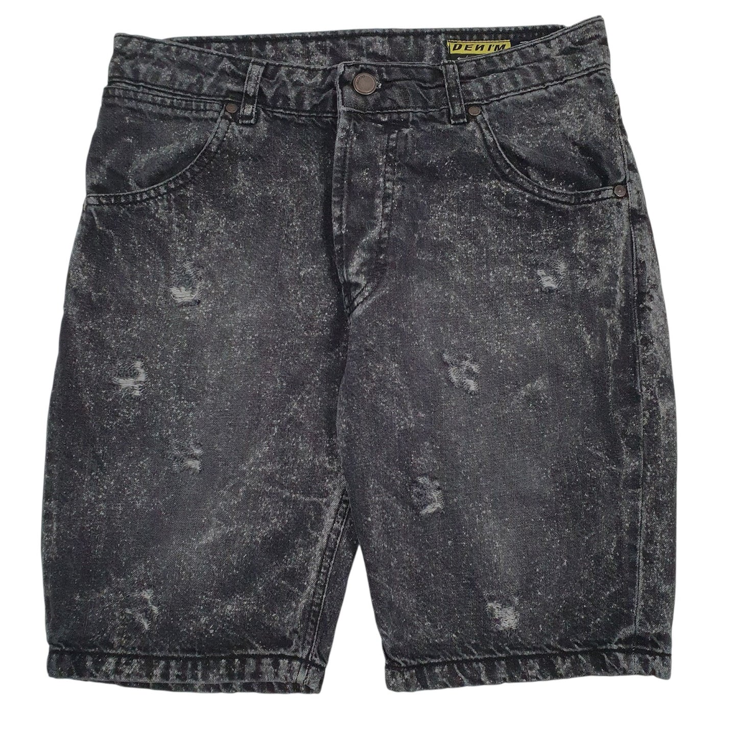 Mens Black Den Im Distressed Denim Shorts