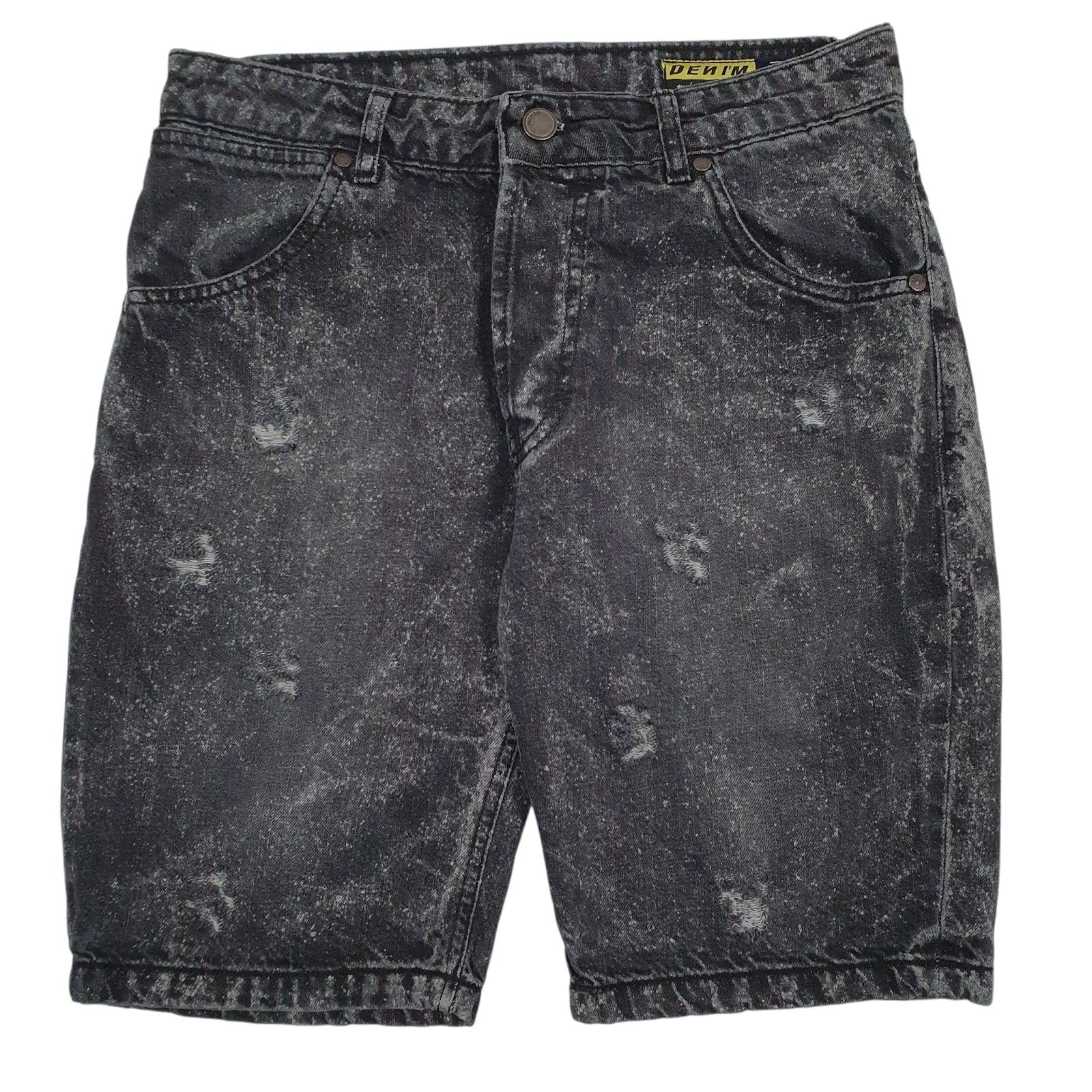 Mens Black Den Im Distressed Denim Shorts