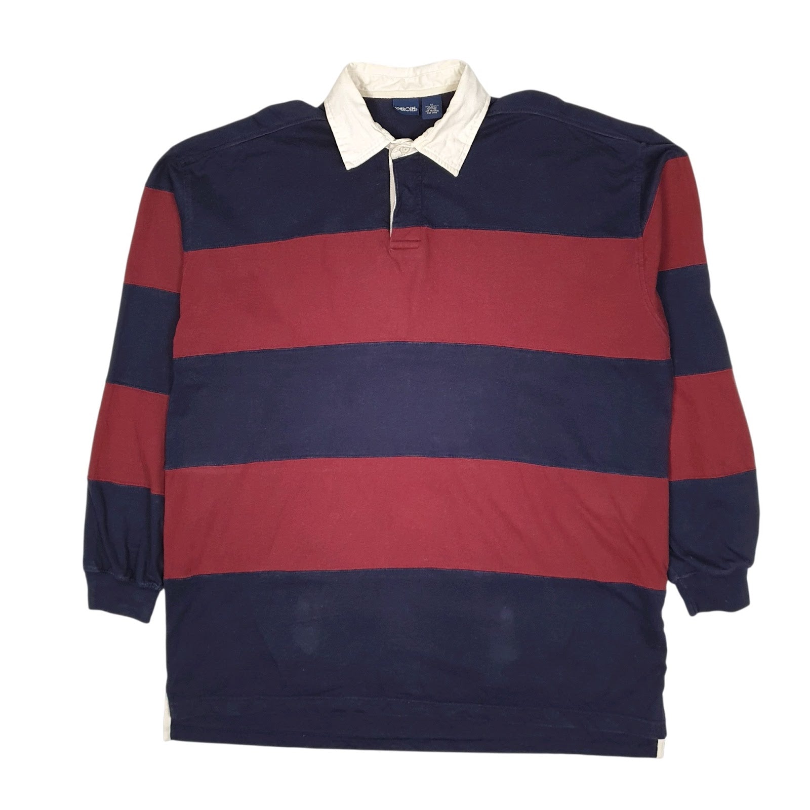 Mens Navy Cherokee Rugby Long Sleeve Polo Shirt
