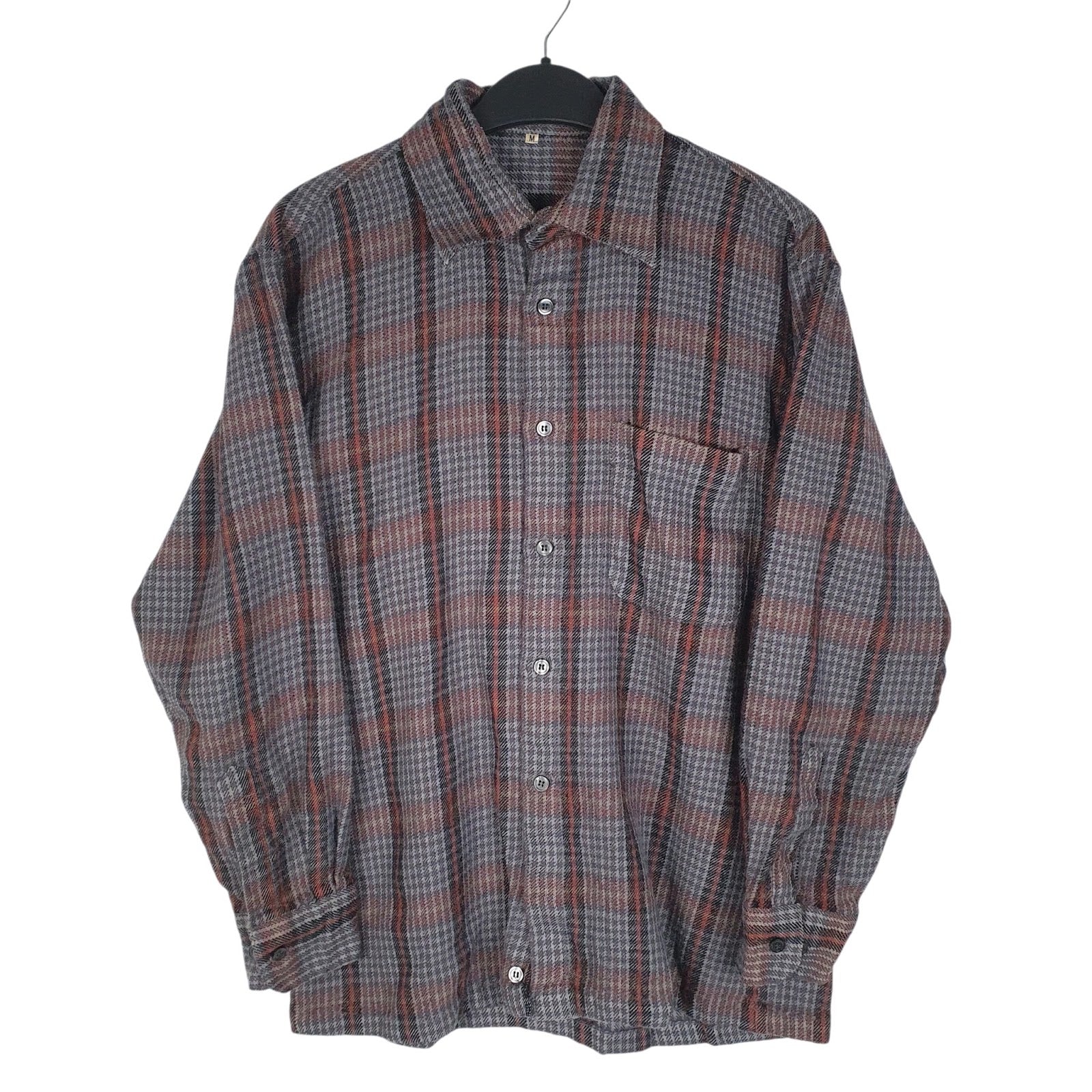 Mens Blue Iberia Vintage Flannel Long Sleeve Shirt