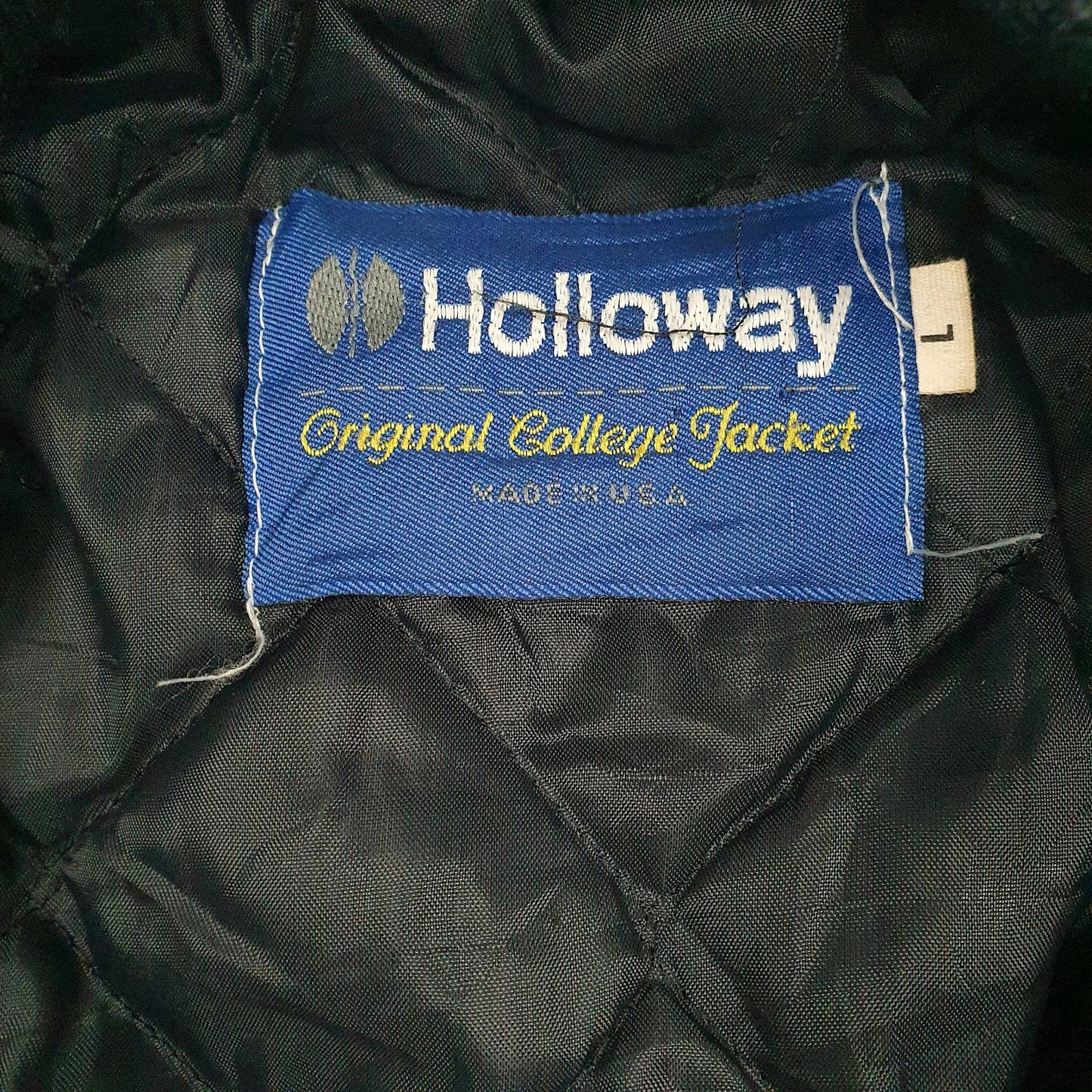 Mens Black Holloway Bomber Vintage 90s Made In USA Full Zip Coat