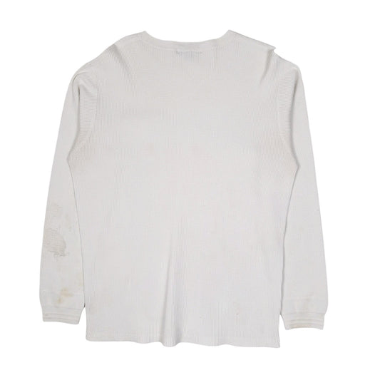 Mens White Polo Ralph Lauren Vintage 90s Thermal Crewneck Jumper