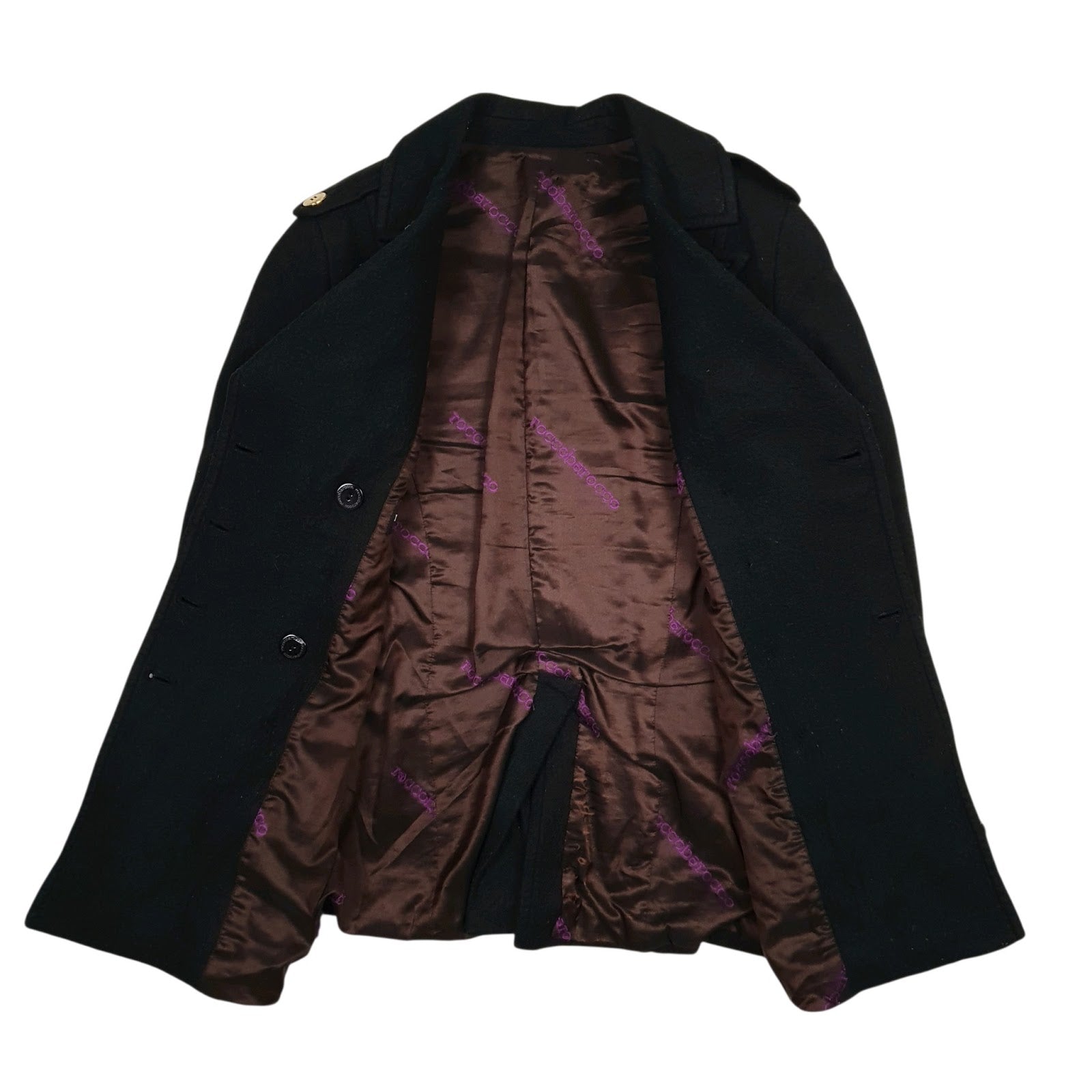 Womens Black Rocco Barocco Double Breasted  Coat