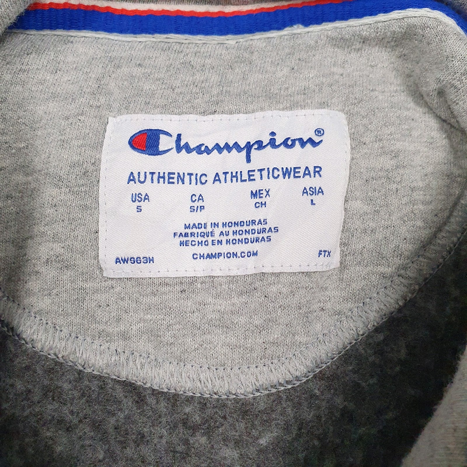 Mens Grey Champion Spellout Hoodie Jumper