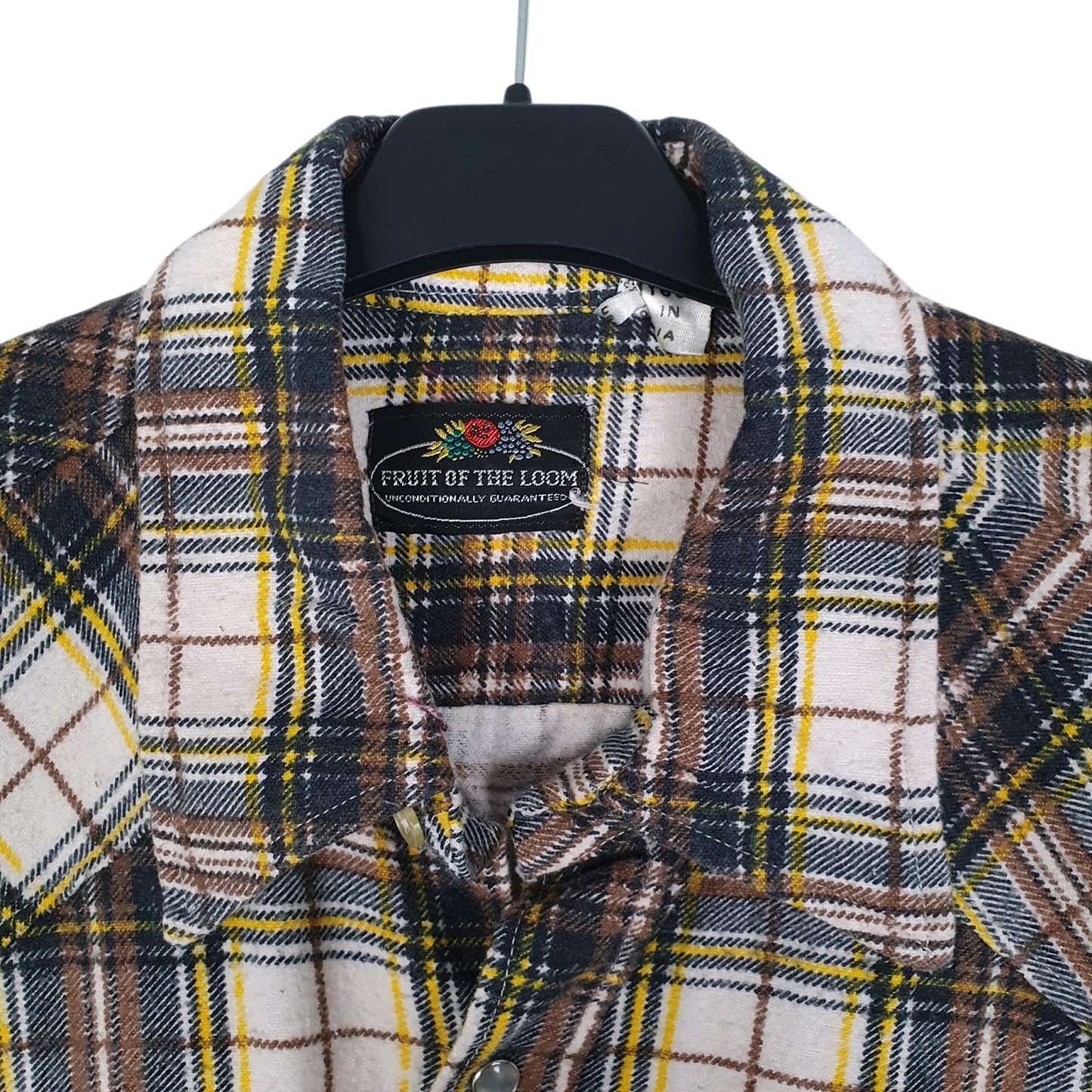 Mens Brown Fruit Of The Loom Plaid Flannel  Shirt