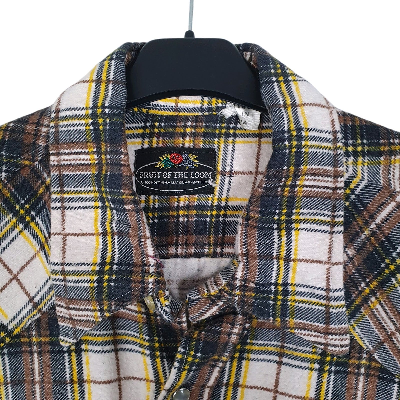 Mens Brown Fruit Of The Loom Plaid Flannel  Shirt