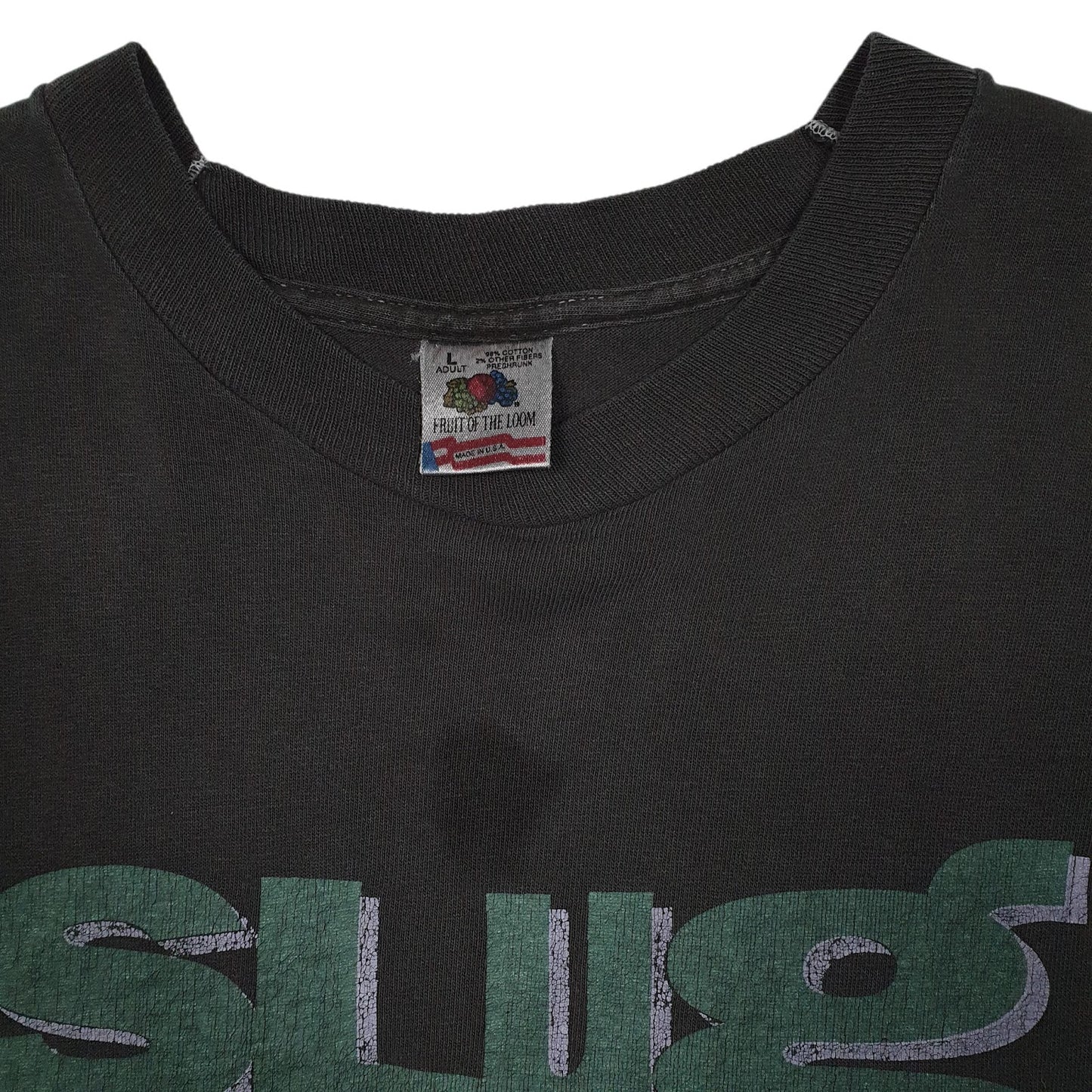 Mens Grey Fruit Of The Loom Slug Fest Vintage 90s Single Stitch  T Shirt