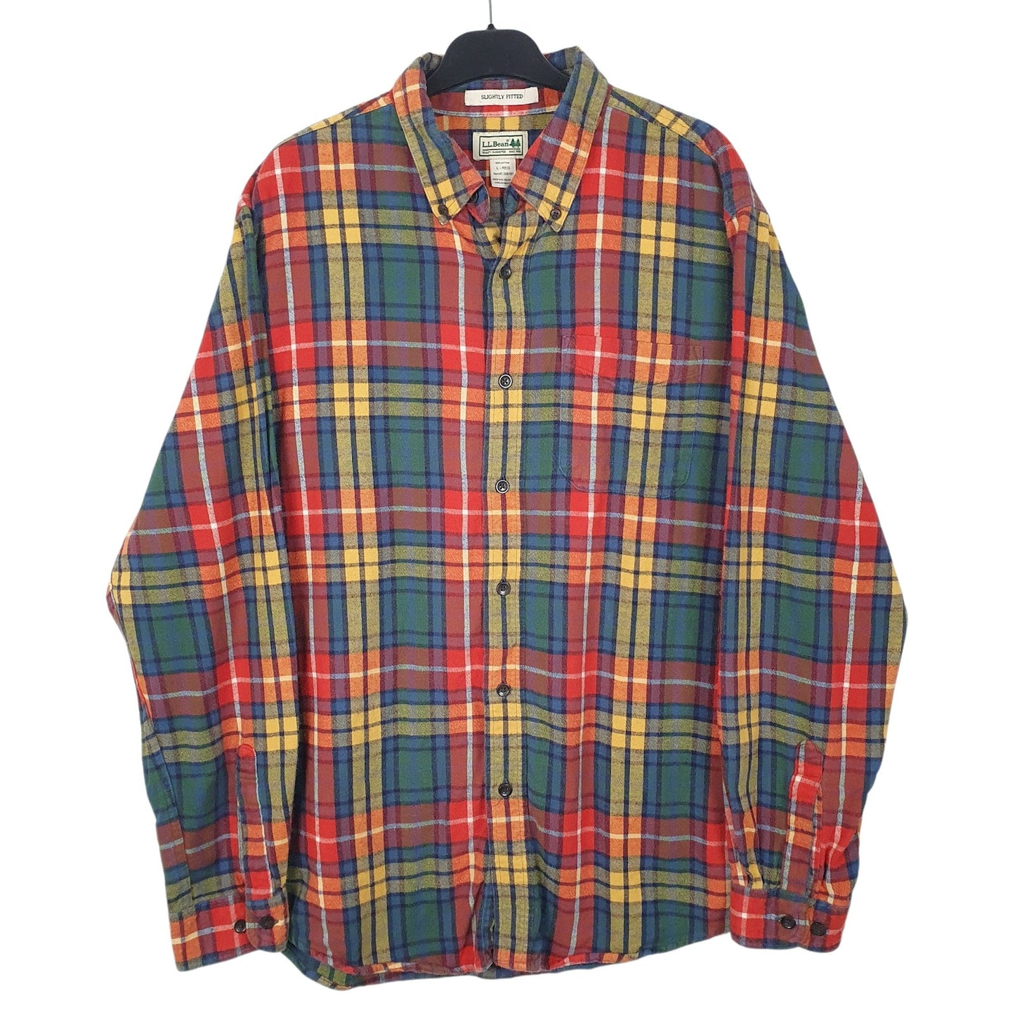 Mens Red L.L.Bean Flannel Long Sleeve Shirt