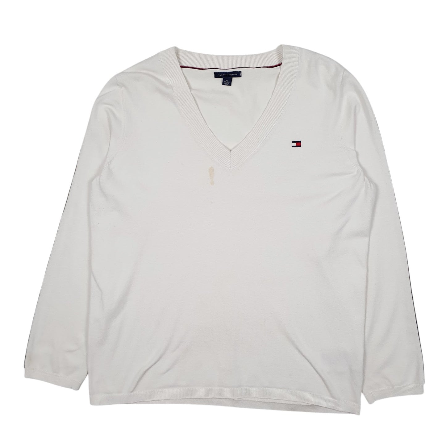 Womens White Tommy Hilfiger  V Neck Jumper