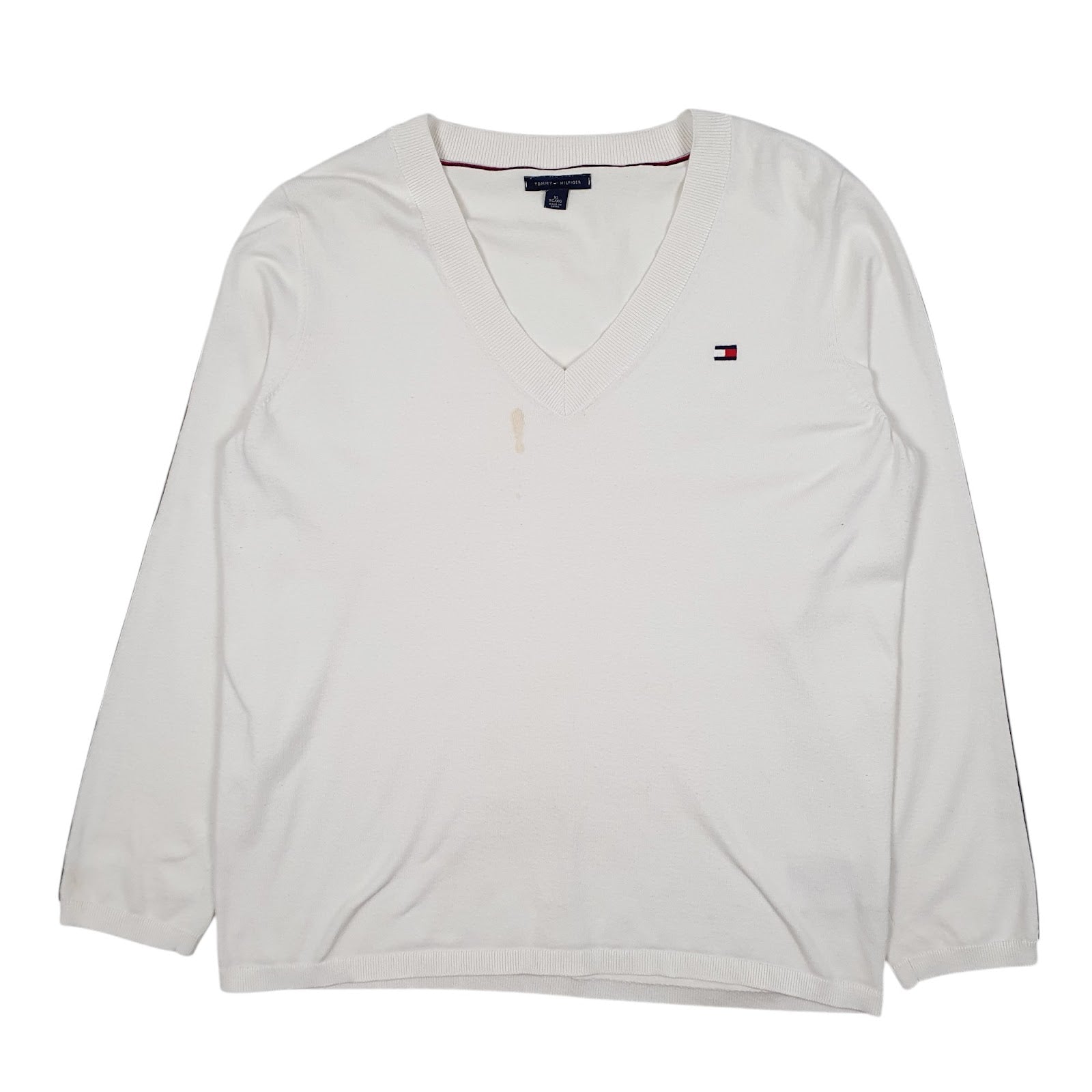 Womens White Tommy Hilfiger  V Neck Jumper