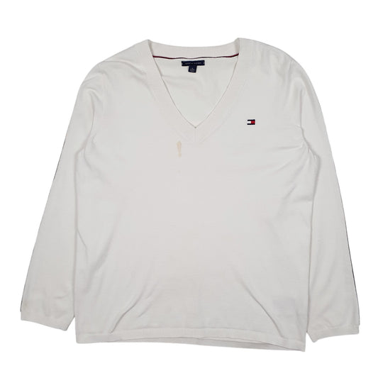 Womens White Tommy Hilfiger  V Neck Jumper