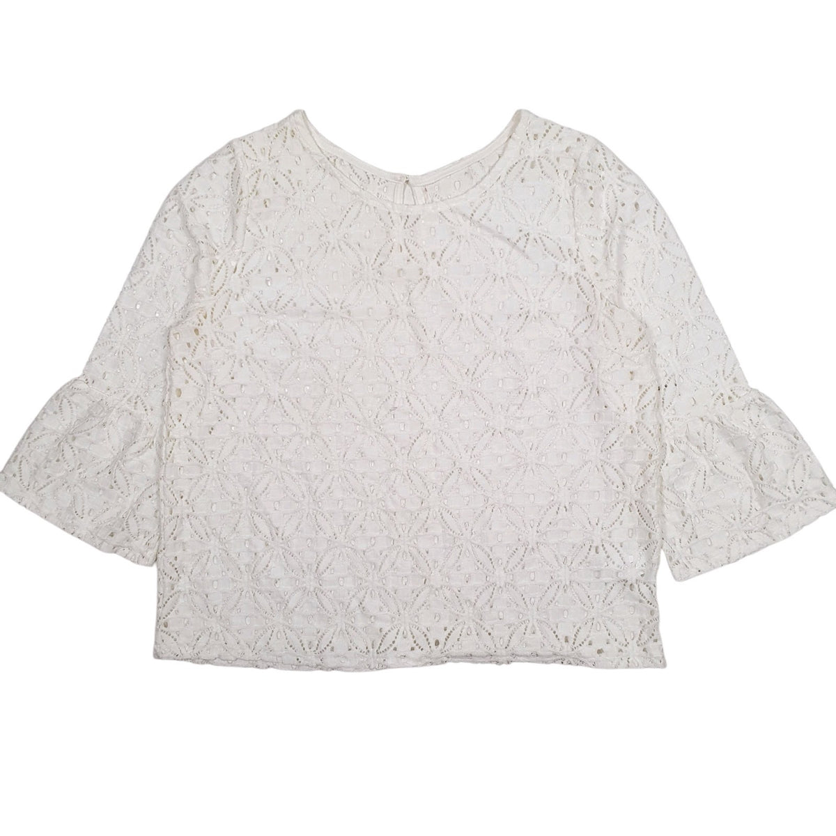 Womens White Atmosphere Mesh Flared Cuffs Long Sleeve T Shirt