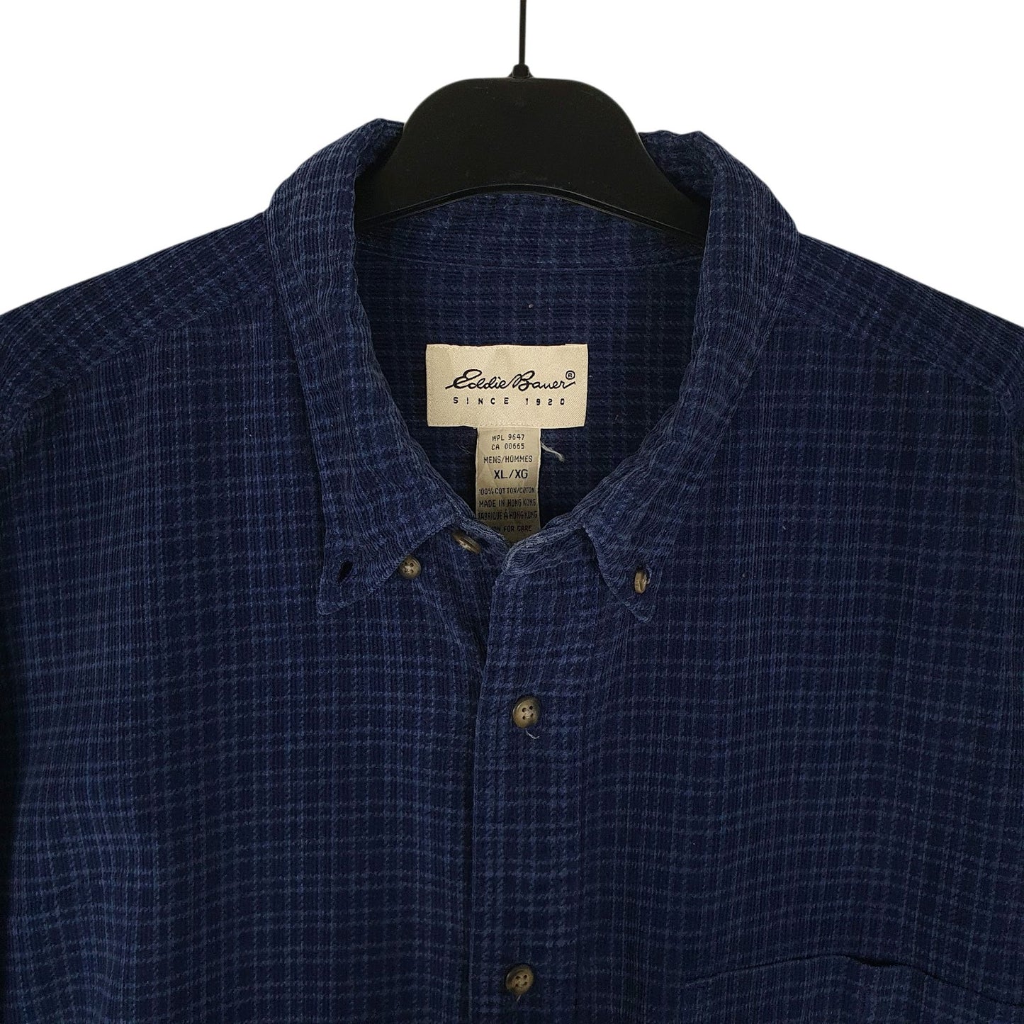 Mens Navy Eddie Bauer Thick Corduroy Flannel  Shirt