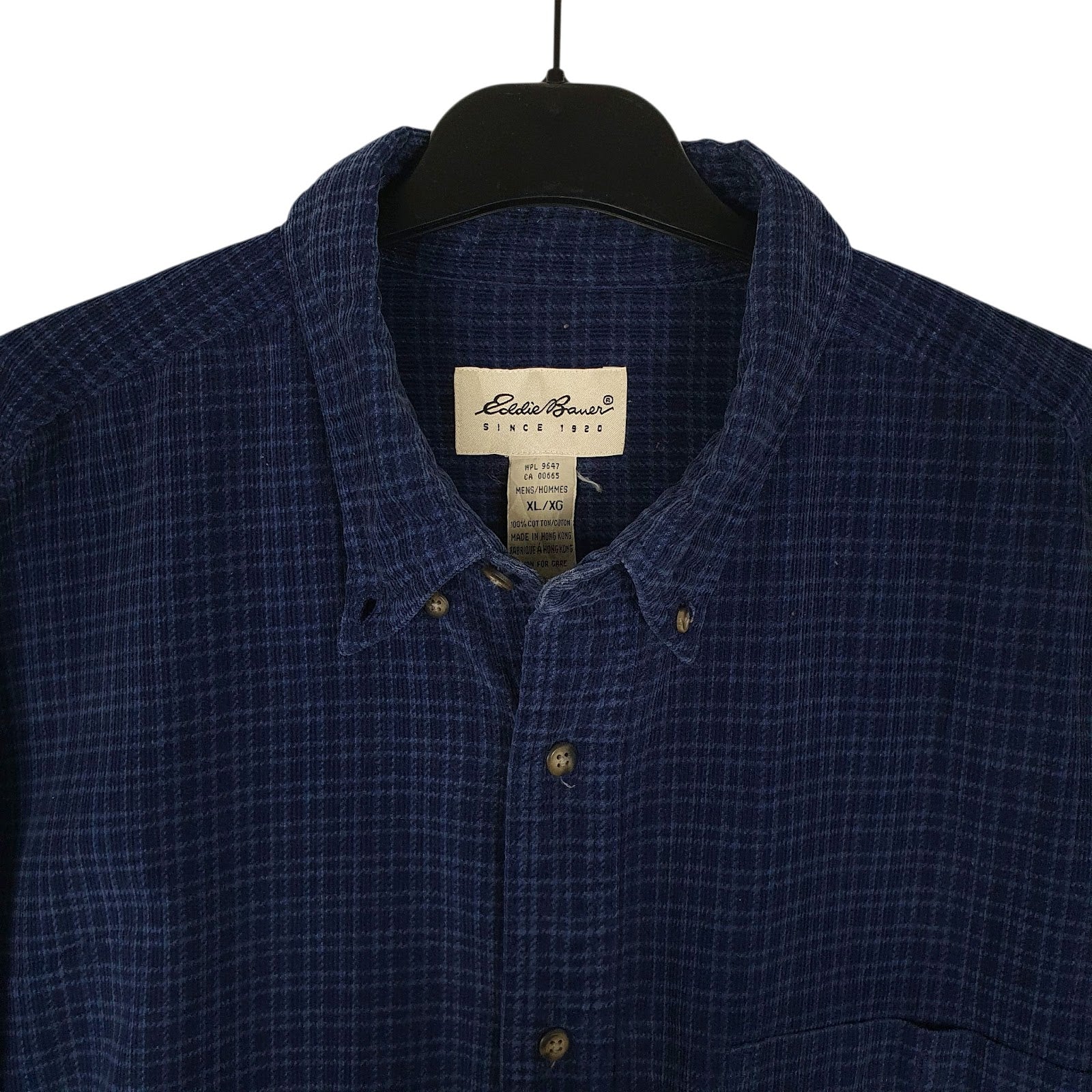 Mens Navy Eddie Bauer Thick Corduroy Flannel  Shirt