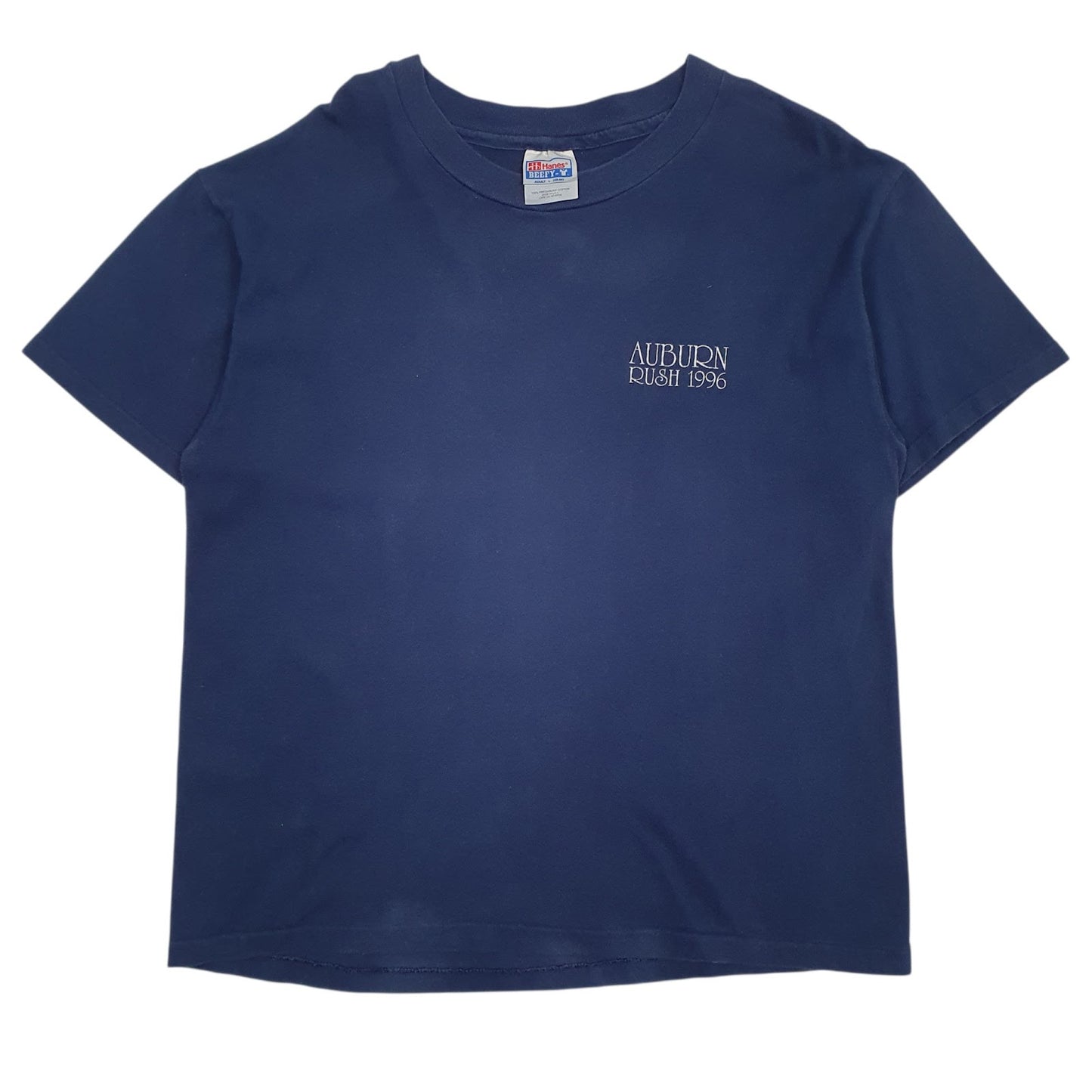 Mens Navy Hanes Vintage 90s Made In USA Short Sleeve T Shirt