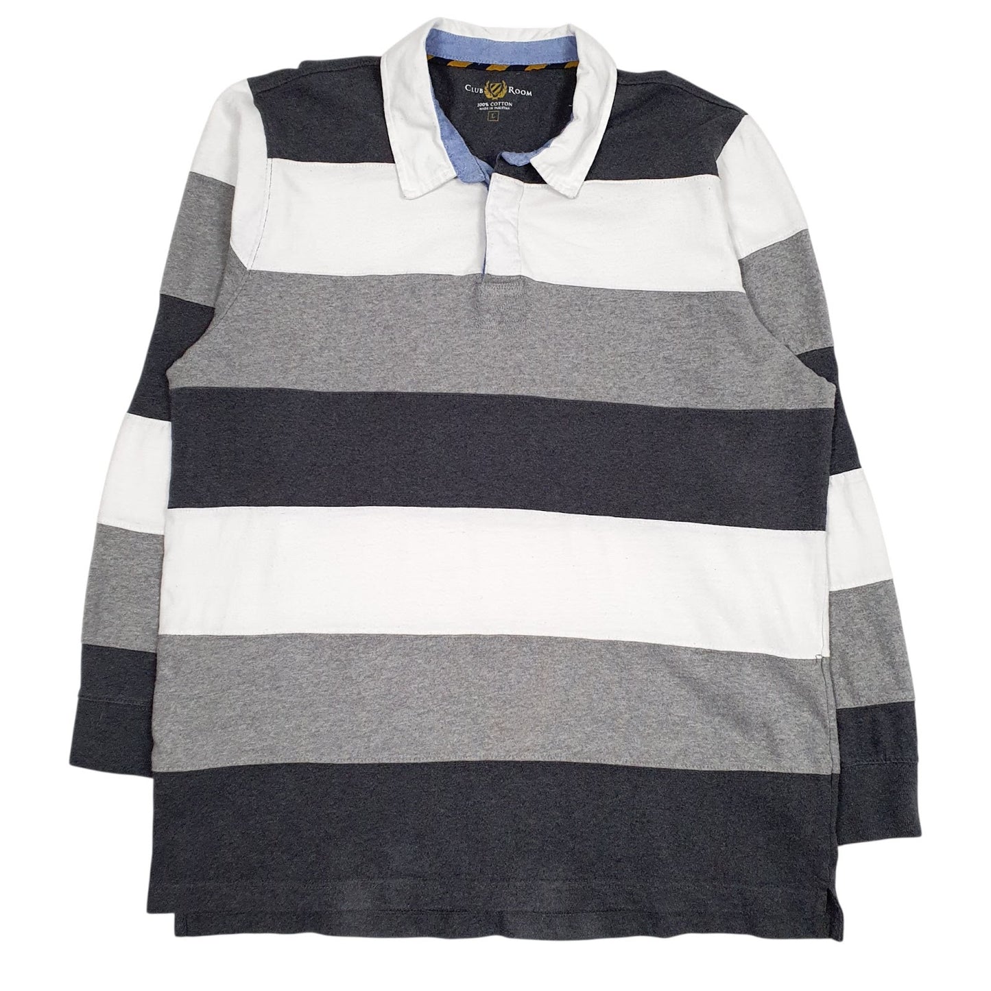 Mens Grey Club Room Rugby Long Sleeve Polo Shirt