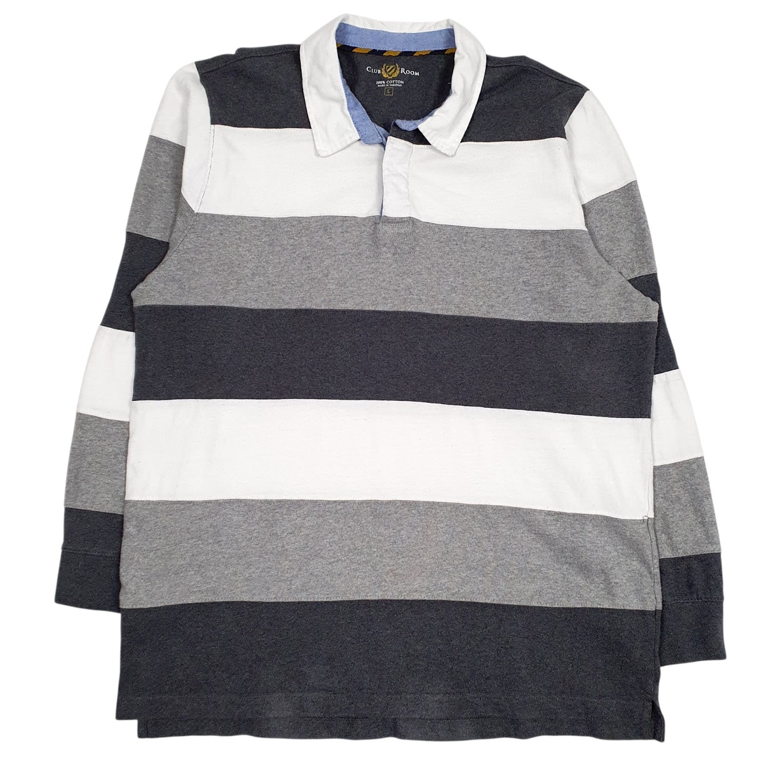 Mens Grey Club Room Rugby Long Sleeve Polo Shirt