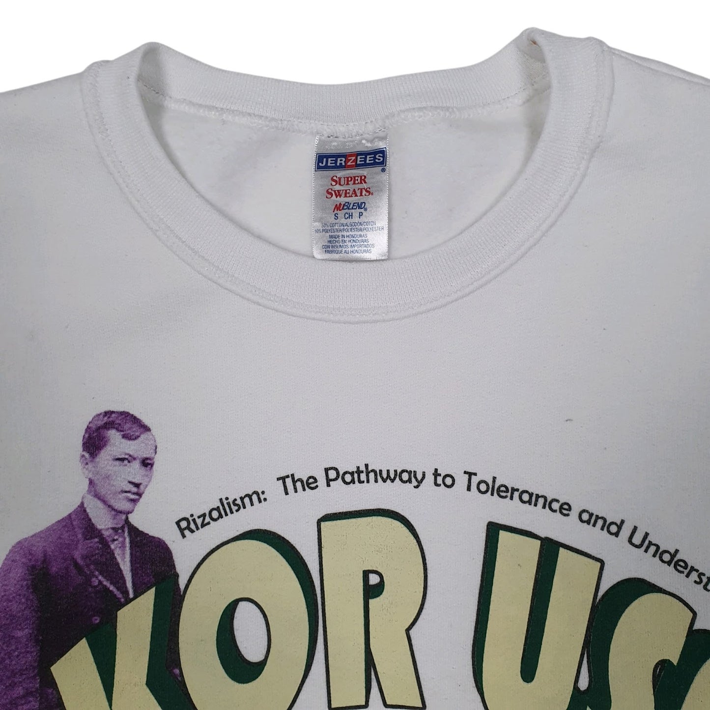 Mens White Jerzees Knights of Rizal Crewneck Jumper
