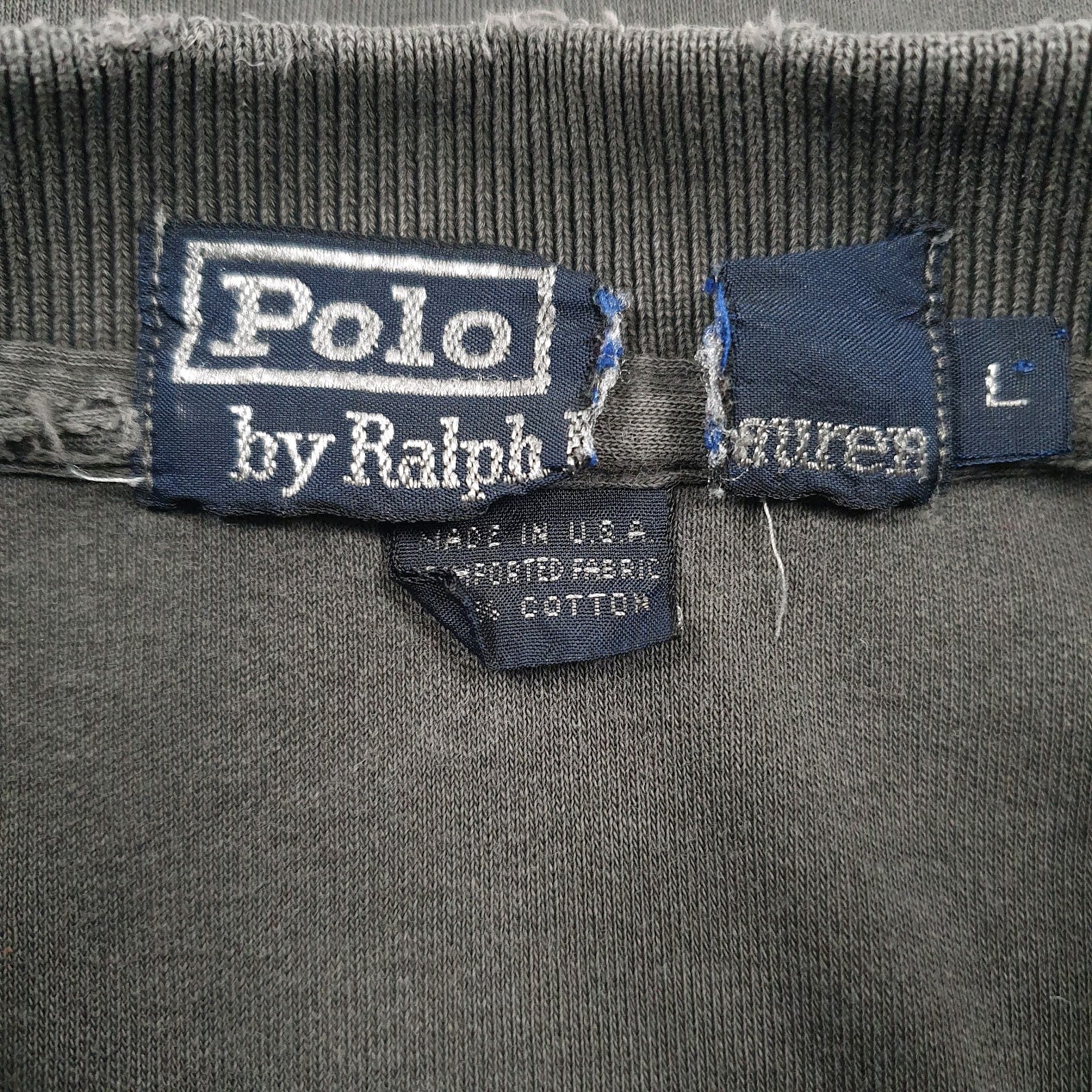 Mens Grey Polo Ralph Lauren Vintage 90s Made In USA  Polo Shirt