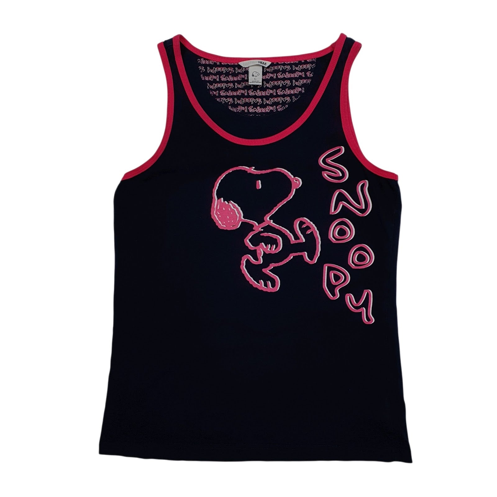 Womens Navy H&M Vest Snoopy Sleeveless T Shirt