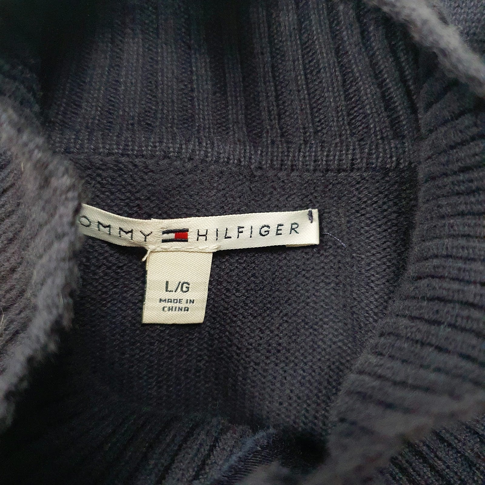 Womens Navy Tommy Hilfiger Button Up Quarter Zip Jumper