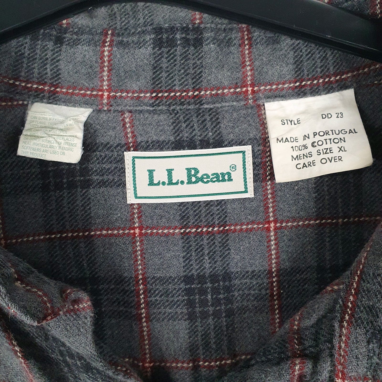 Mens Grey L.L.Bean Flannel  Shirt