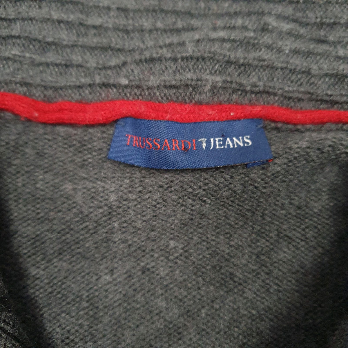 Mens Grey Trussardi  Quarter Zip Jumper