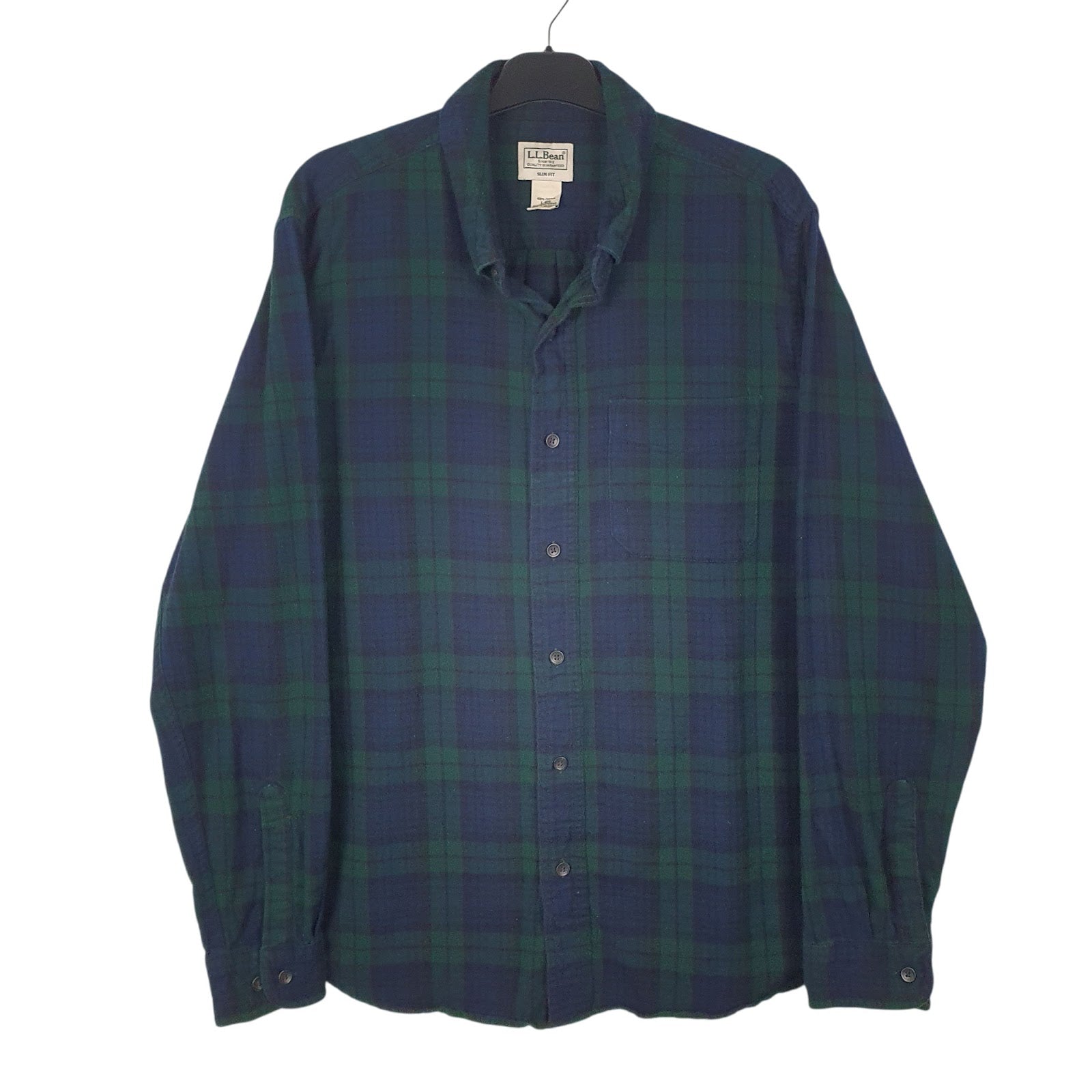 Mens Navy L.L.Bean Flannel Long Sleeve Shirt