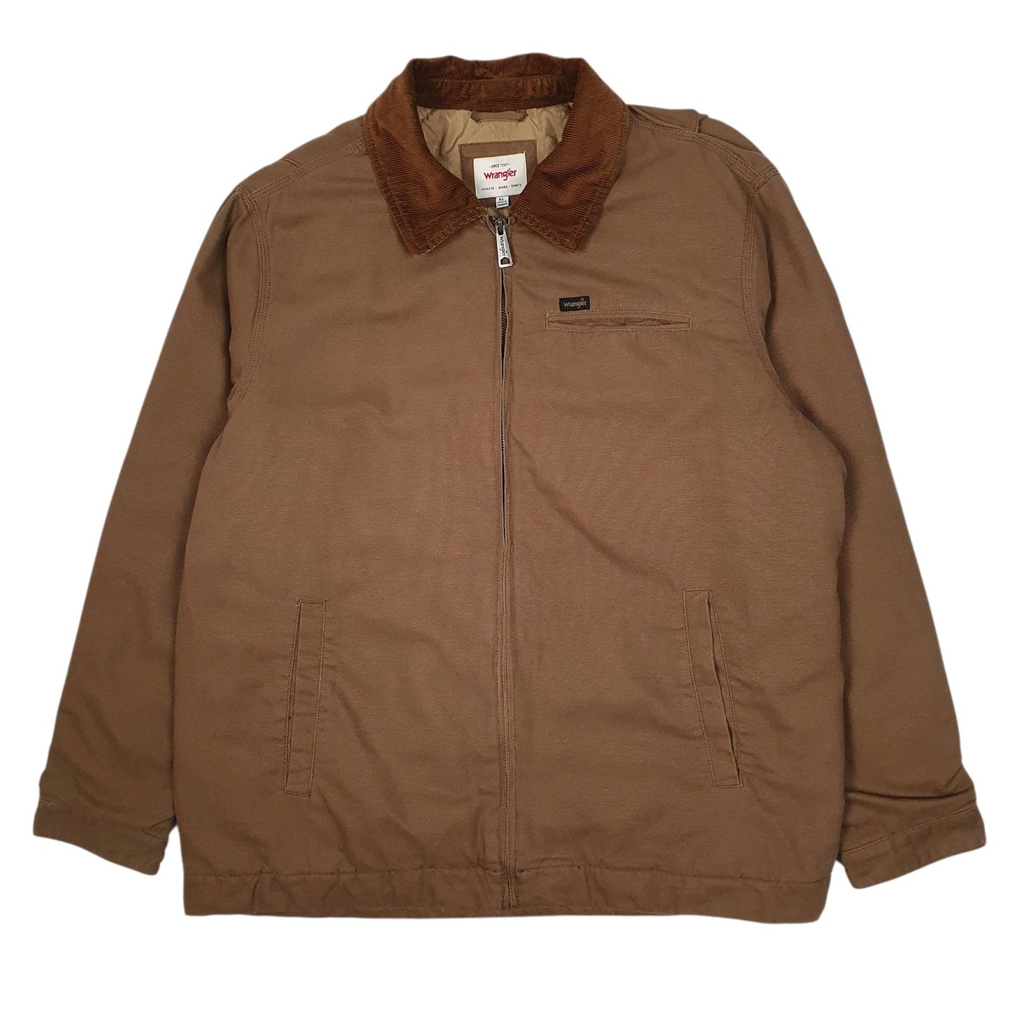 Mens Brown Wrangler Bomber Quilt Lined Detroit  Coat