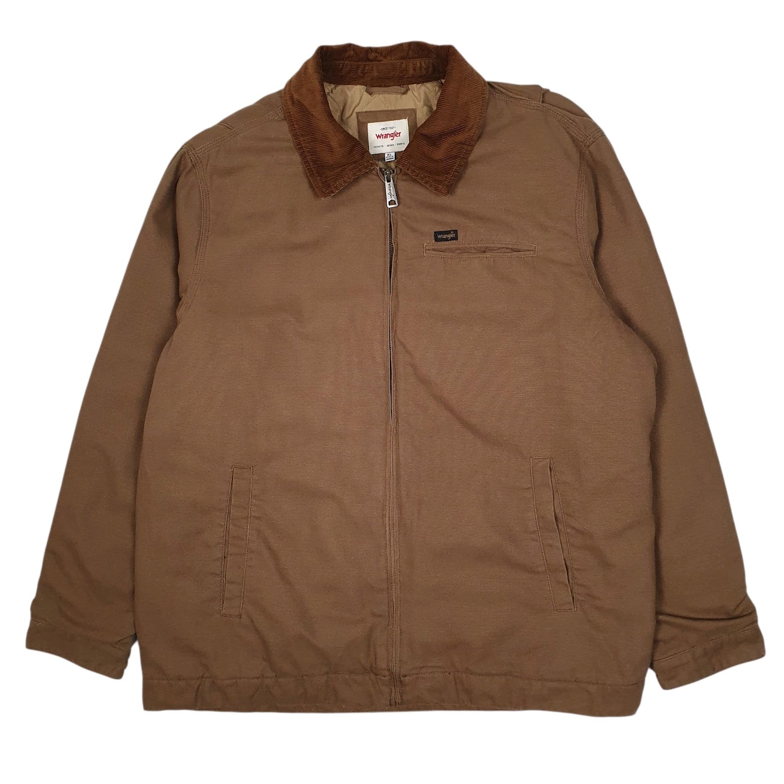 Mens Brown Wrangler Bomber Quilt Lined Detroit  Coat