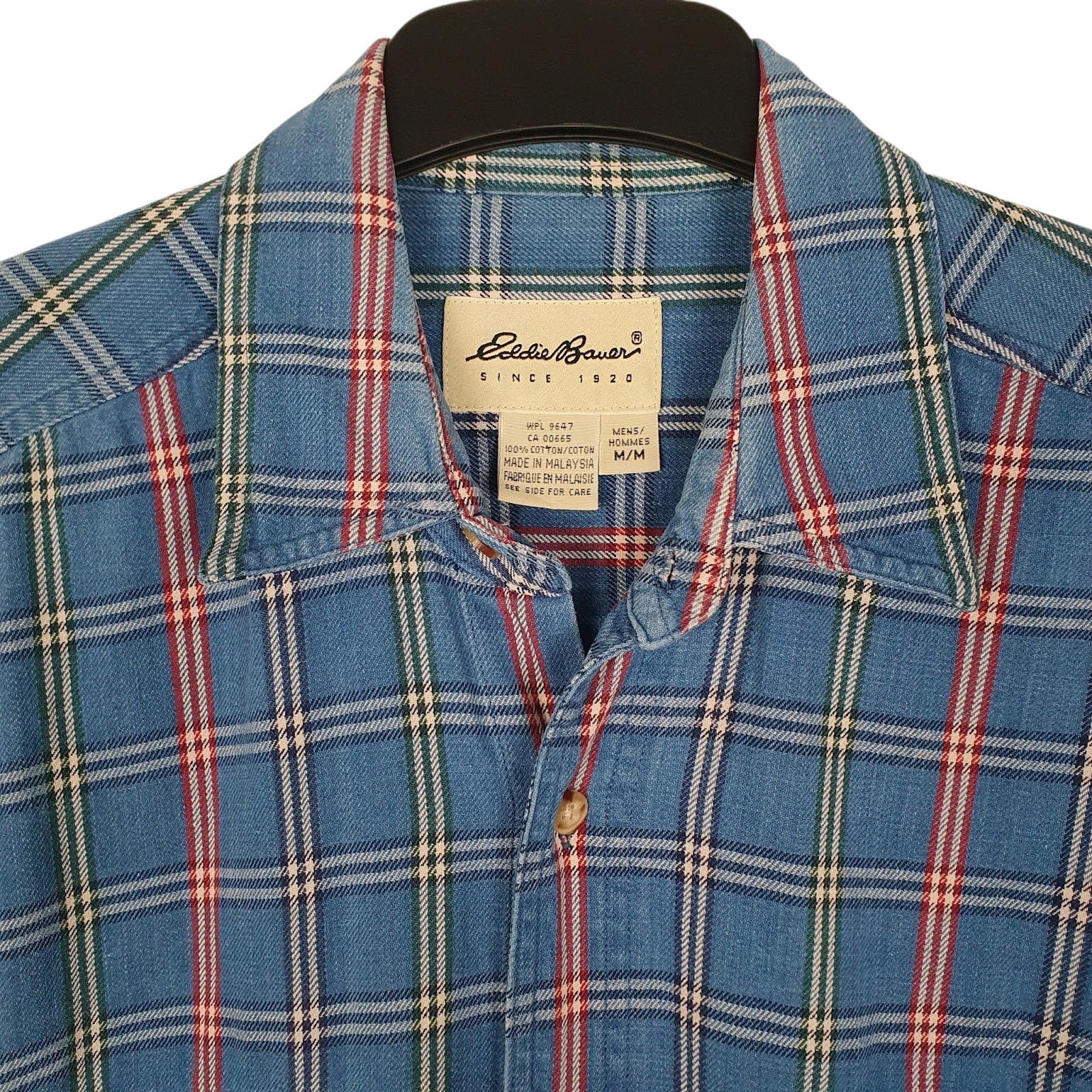 Mens Blue Eddie Bauer Heavyweight Canvas Vintage 2000s  Shirt