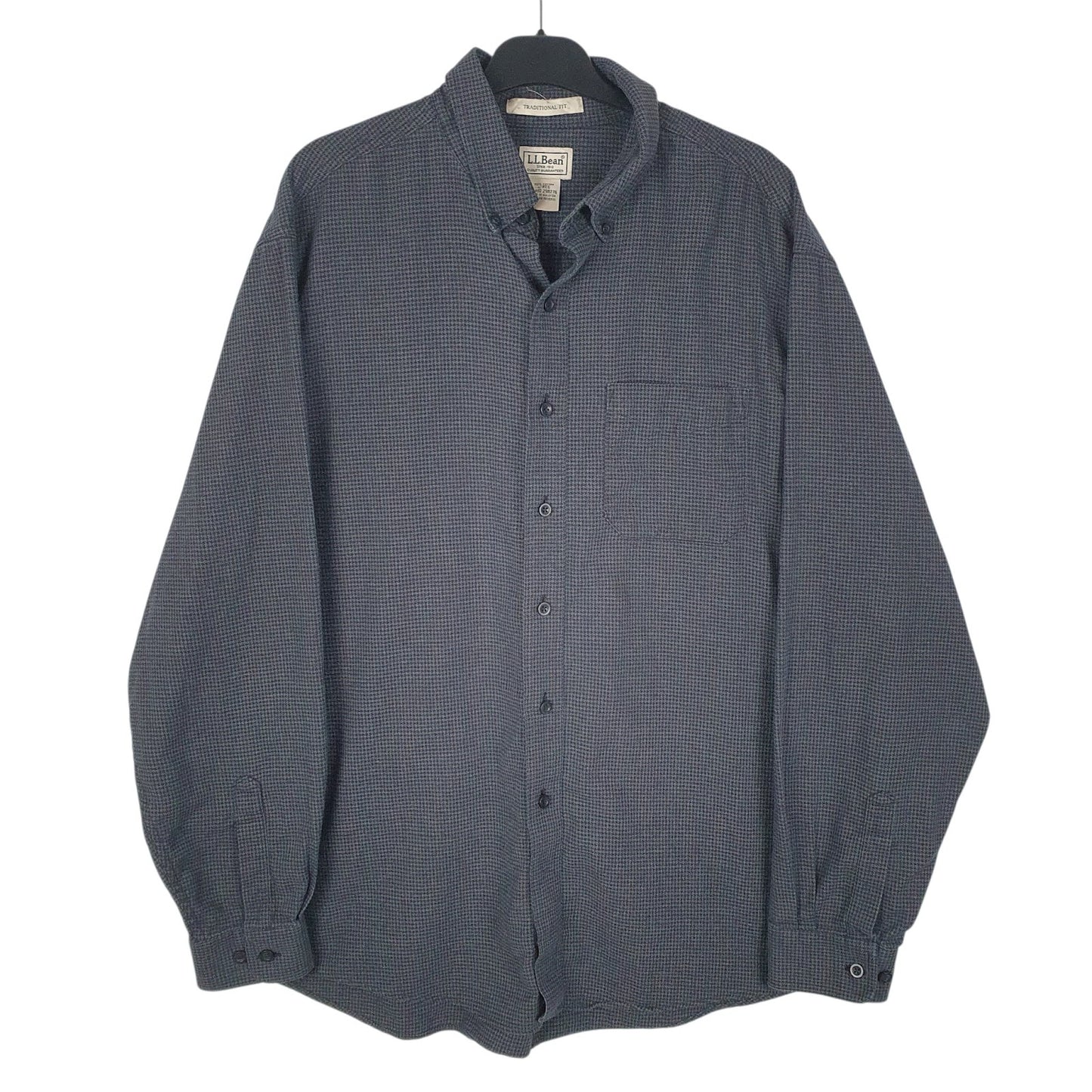 Mens Grey L.L.Bean Flannel Long Sleeve Shirt