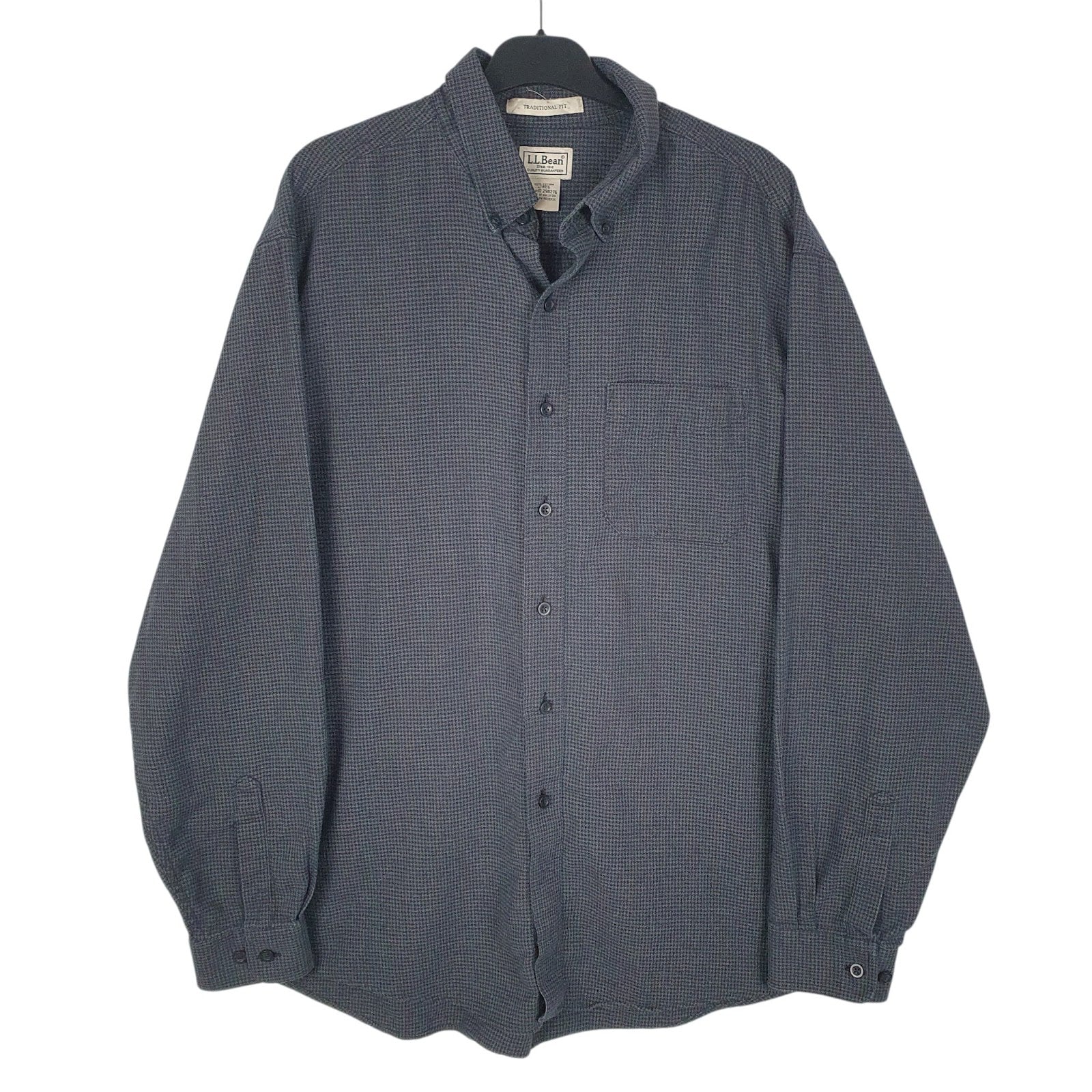 Mens Grey L.L.Bean Flannel Long Sleeve Shirt