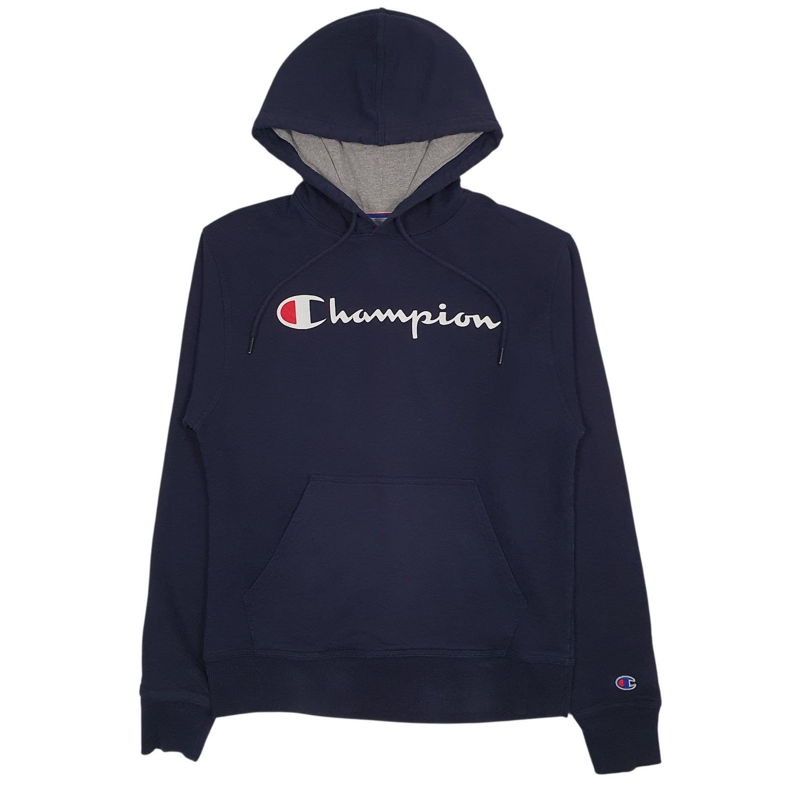 Mens Navy Champion Spellout Hoodie Jumper