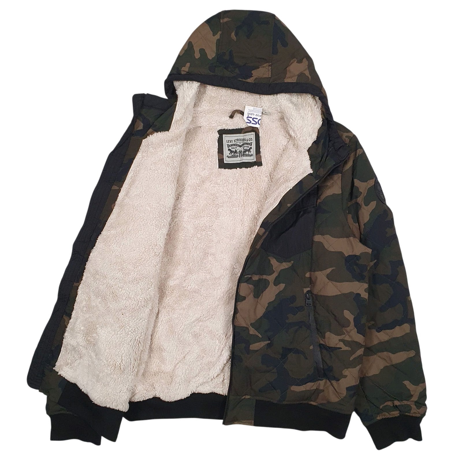 Mens Green Levis Camo Fleece Lined  Coat