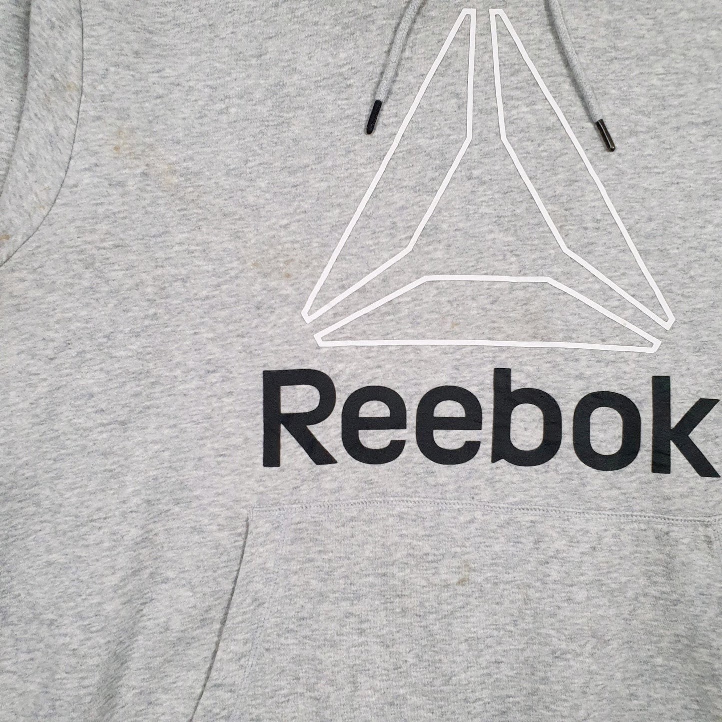 Mens Grey Reebok Spellout Hoodie Jumper