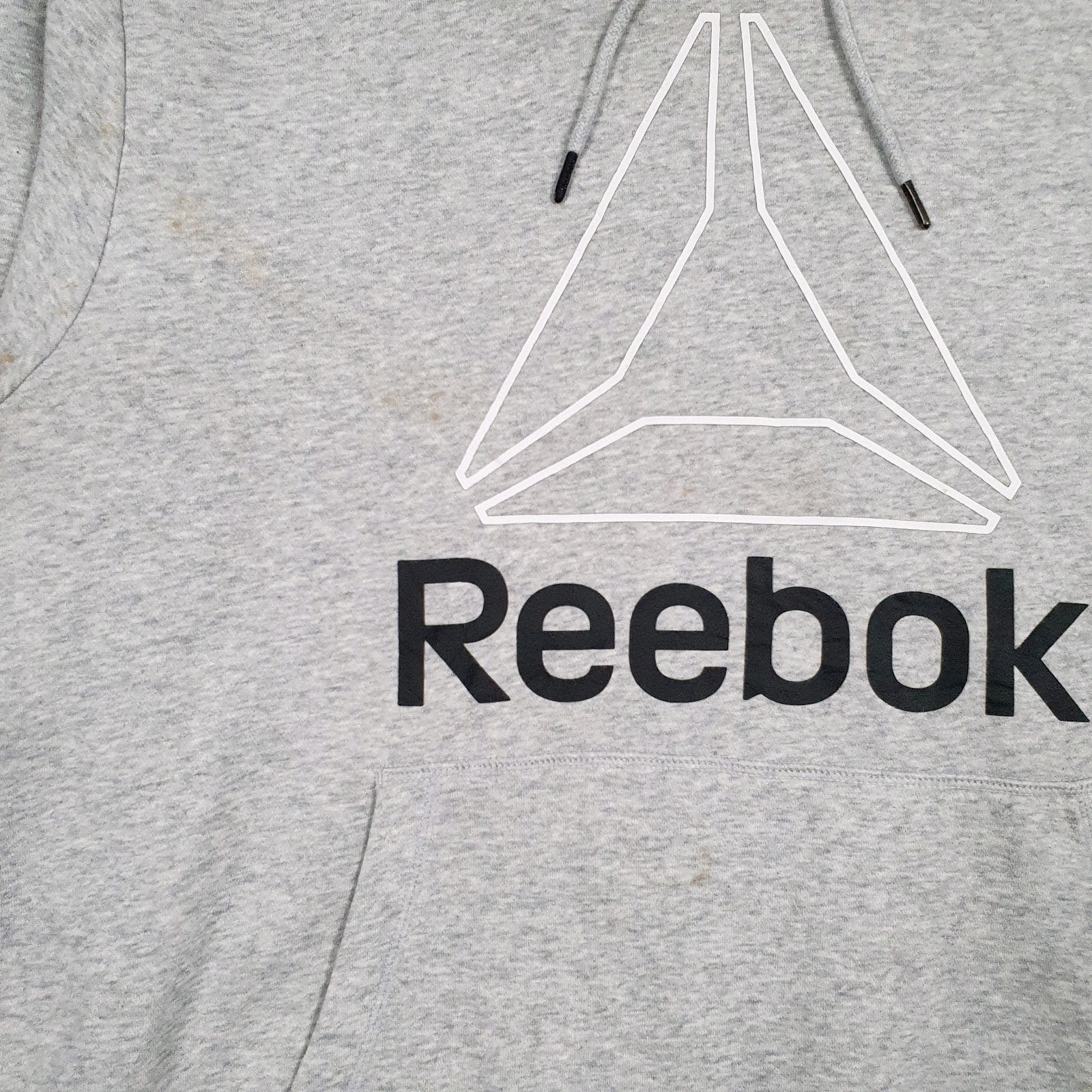 Mens Grey Reebok Spellout Hoodie Jumper