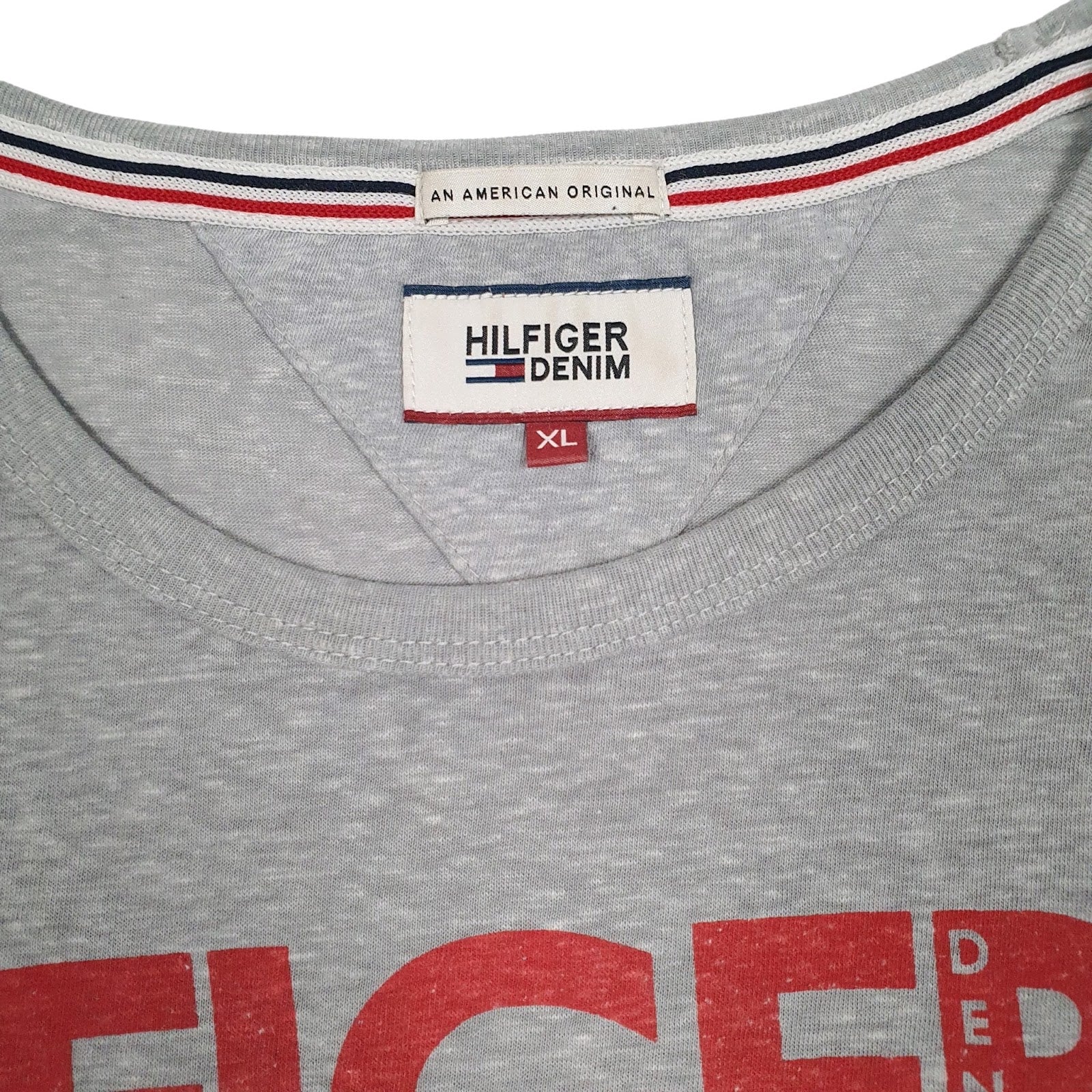Mens Grey Tommy Hilfiger Spellout  T Shirt