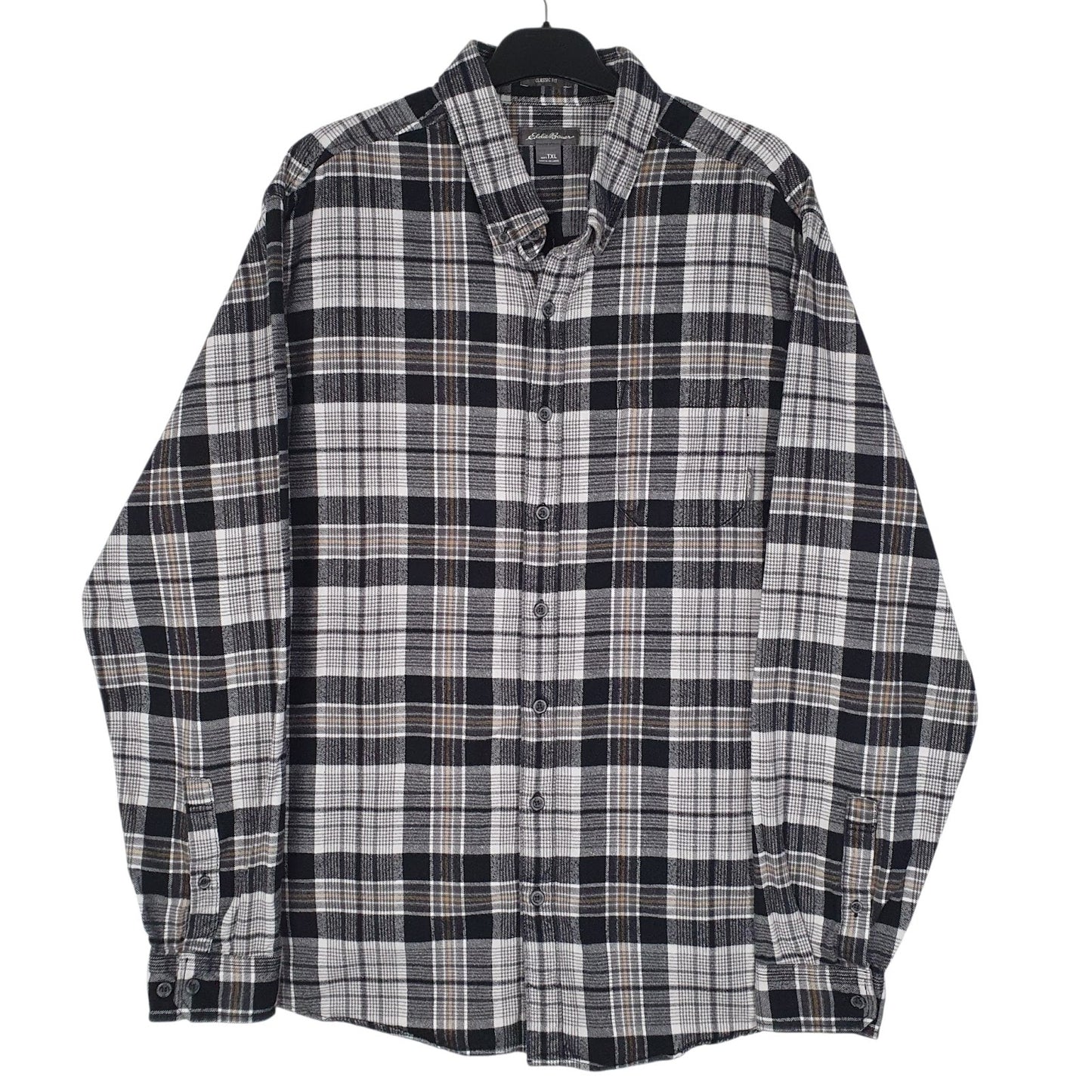 Mens Grey Eddie Bauer Flannel Long Sleeve Shirt