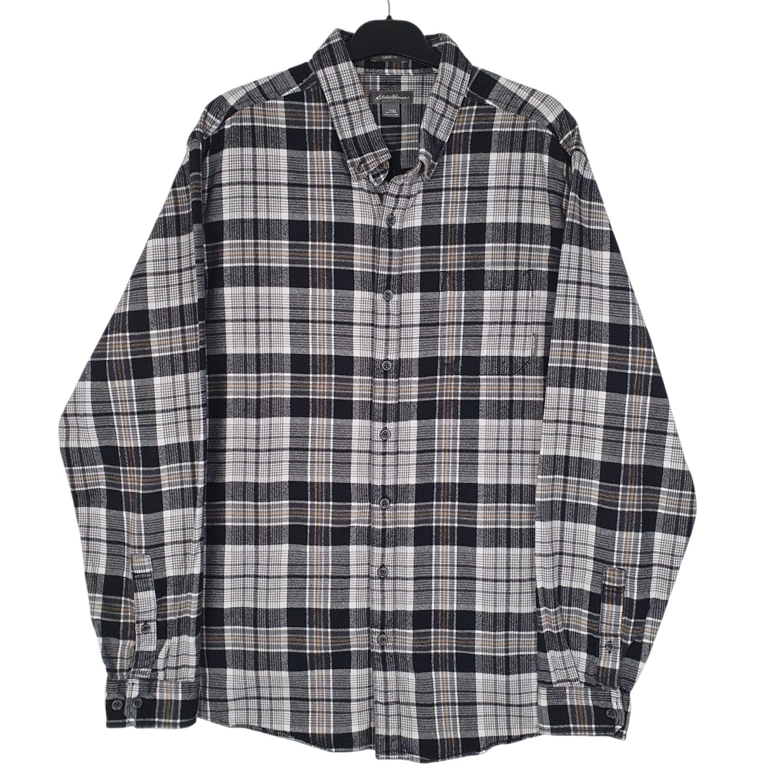 Mens Grey Eddie Bauer Flannel Long Sleeve Shirt