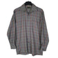 Mens Grey Yuyulife Flannel Plaid Long Sleeve Shirt