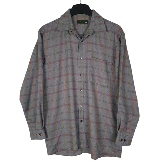 Mens Grey Yuyulife Flannel Plaid Long Sleeve Shirt